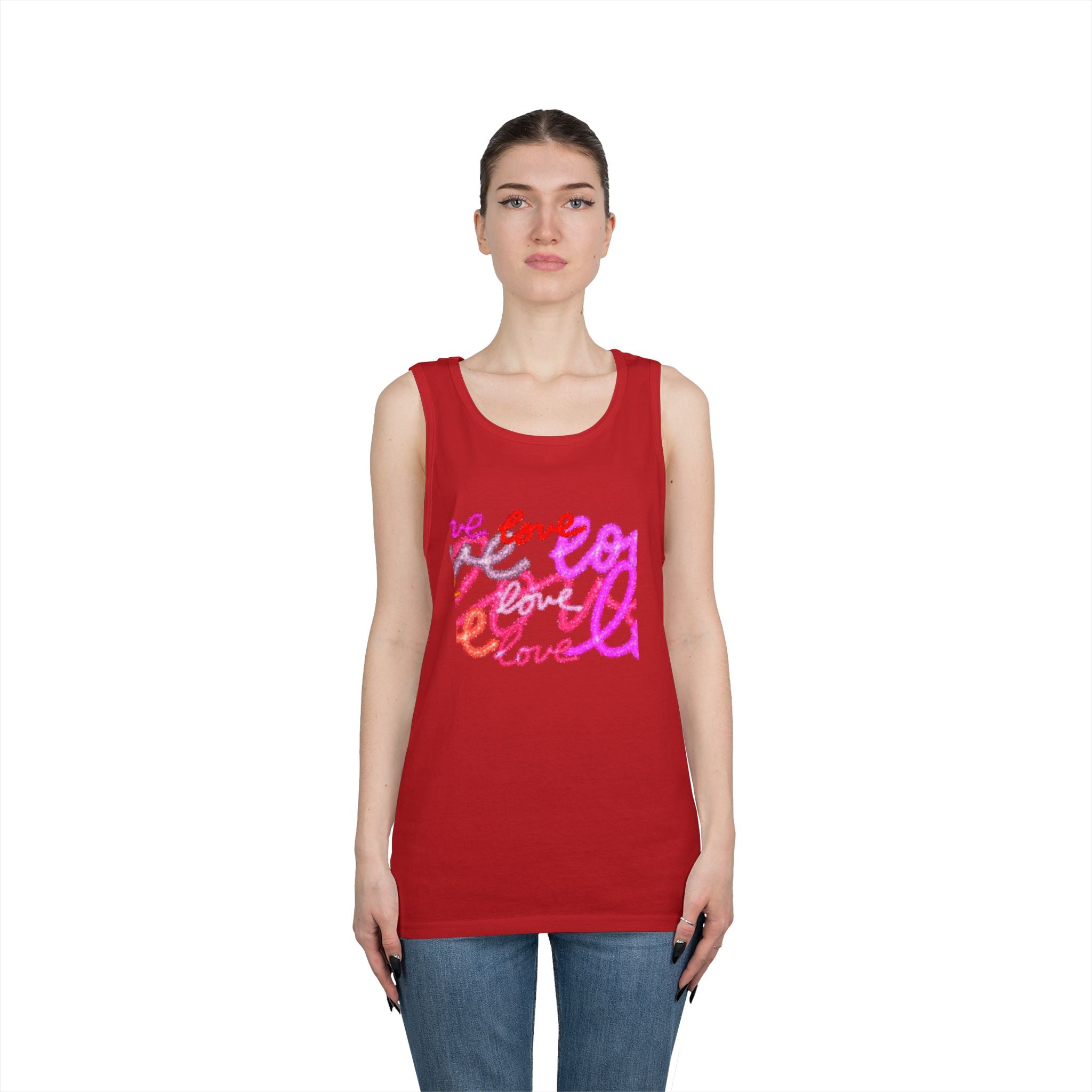 Love Tank Top | Heavy Cotton Red Shirt for Summer Vibes