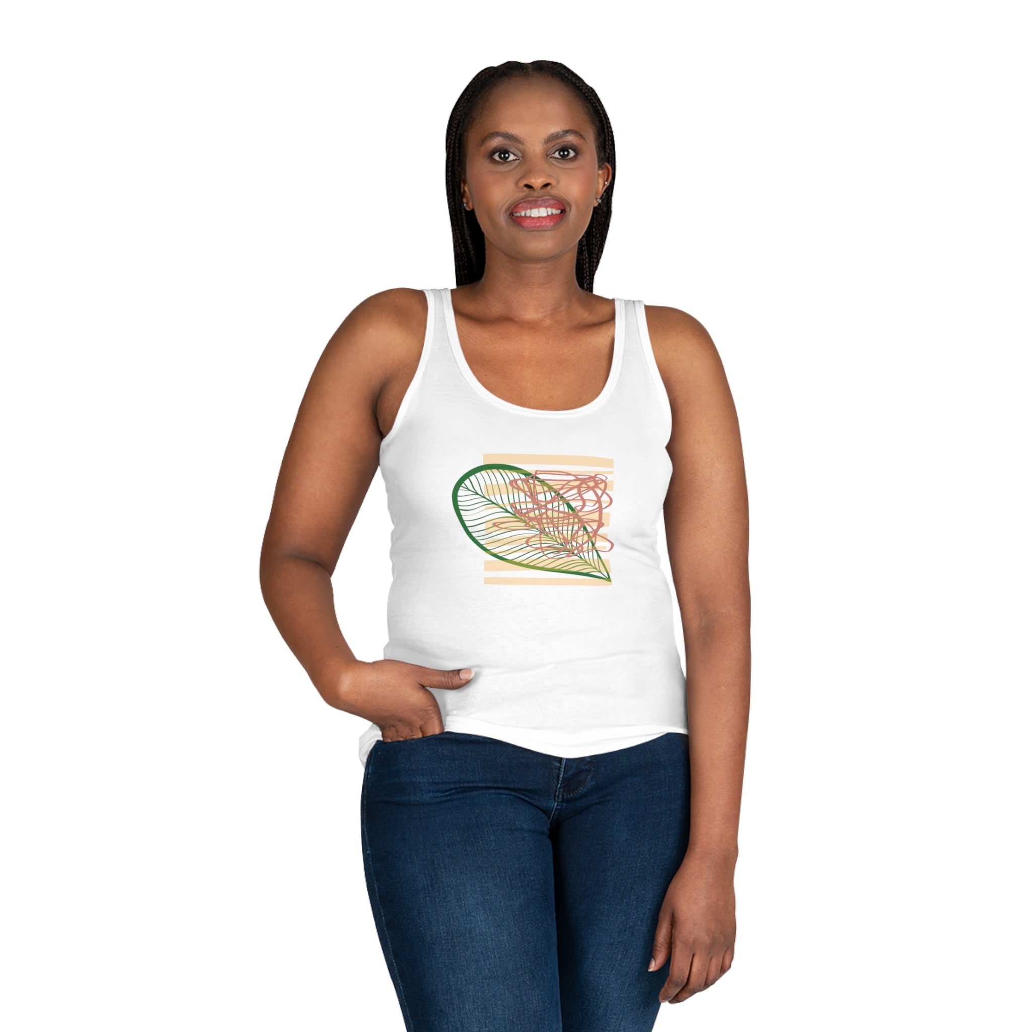 Women's Leaf Design Tank Top - Comfortable & Stylish Summer Wear