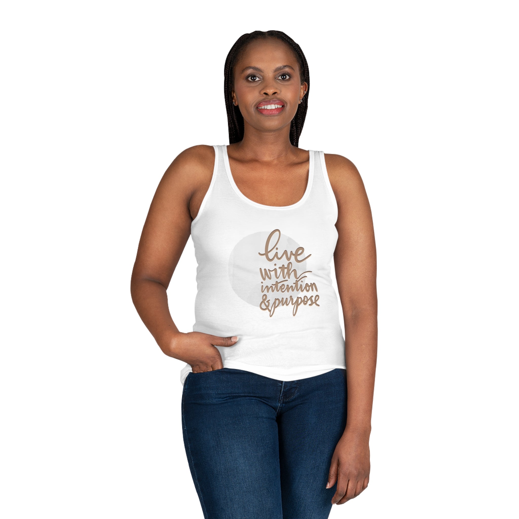 Inspirational Women's Tank Top - Live with Intention & Purpose, Summer Fashion, Gifts for Her, Yoga Wear, Motivational Apparel, [...]
