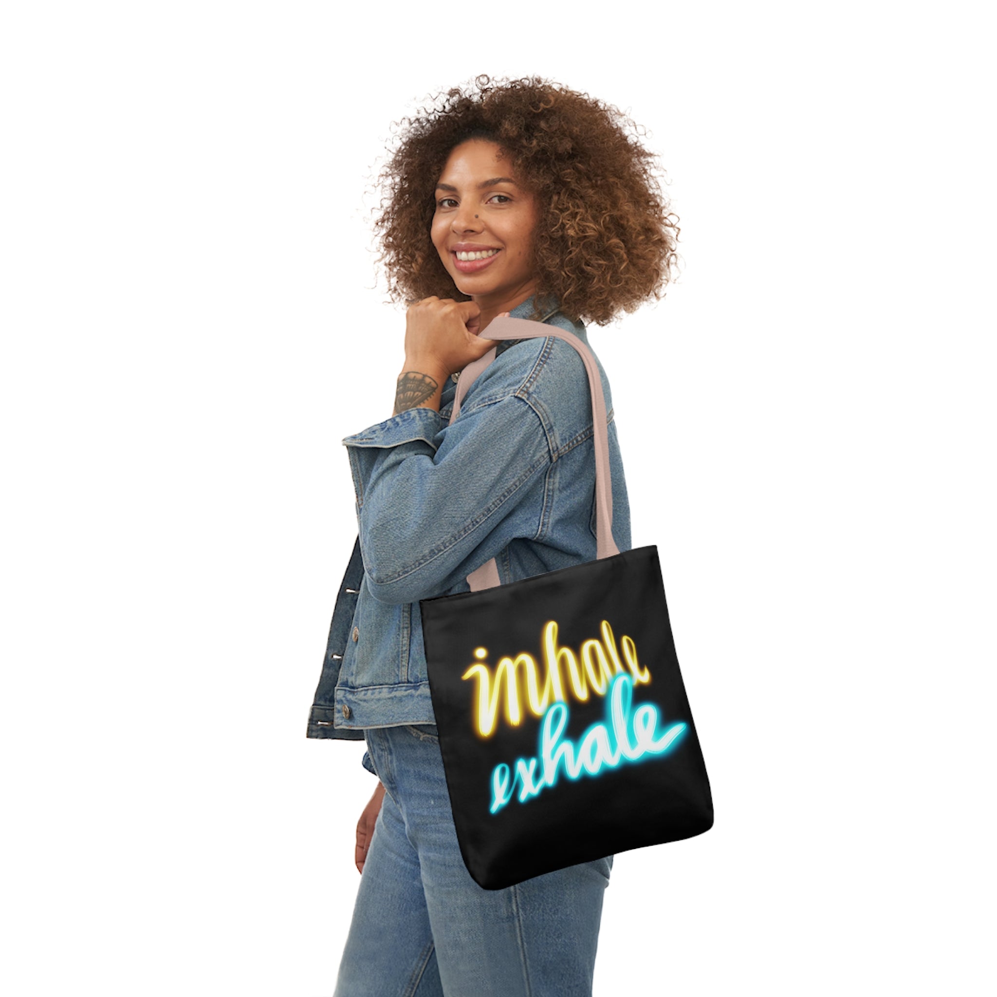 INHALE EXHALE Canvas Tote Bag, 5-Color Straps