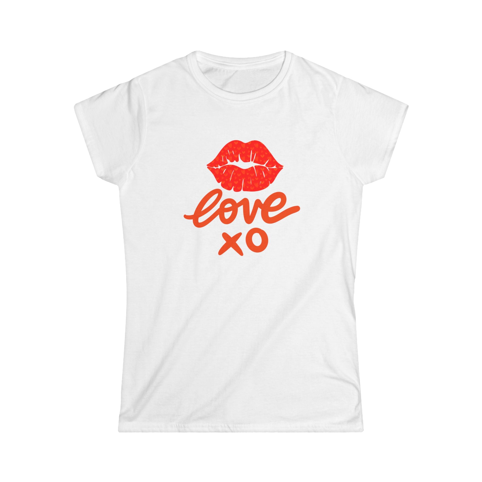 Hand-drawn Women's Softstyle Tee - Love XO Kiss Graphic Shirt