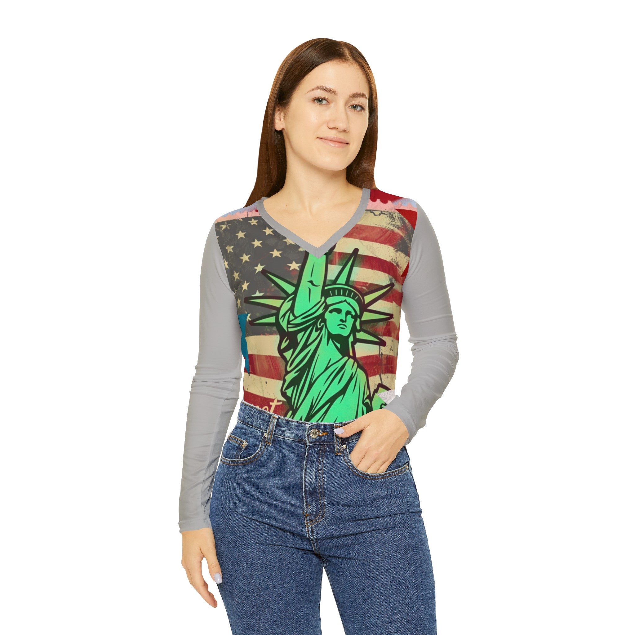 SWEET LIBERTY Women's Long Sleeve V-neck Shirt