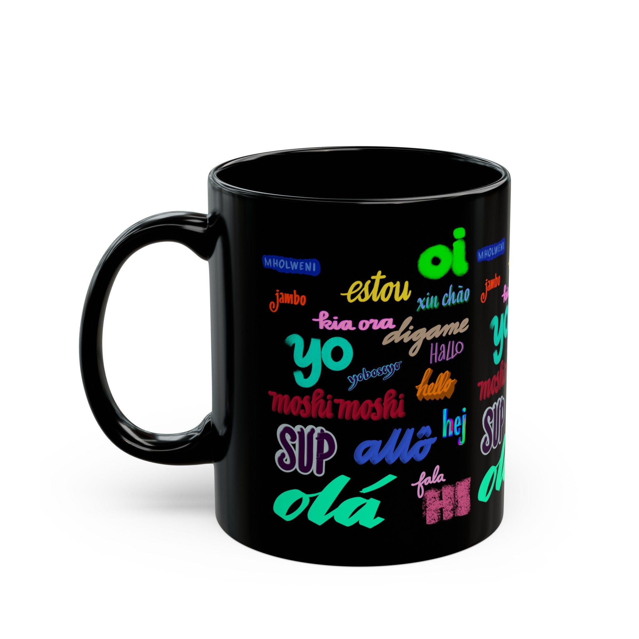 HELLO HELLO Black Mug (11oz, 15oz)