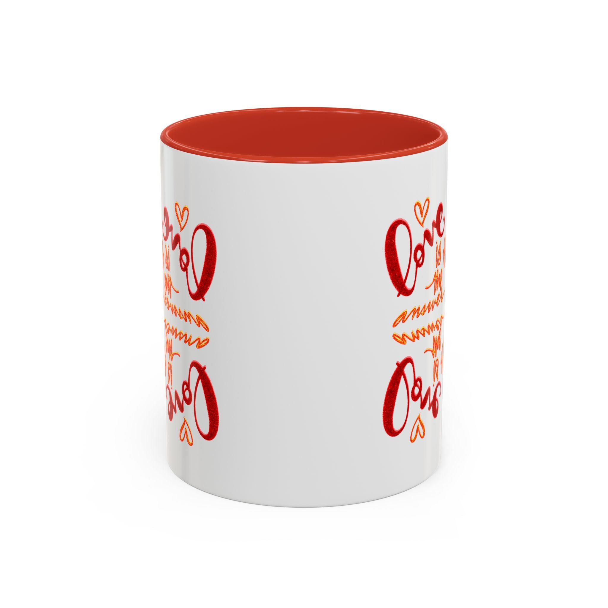 Love Coffee Mug – Cute Handwritten 'Love is the answer' Accent Mug (11 oz)