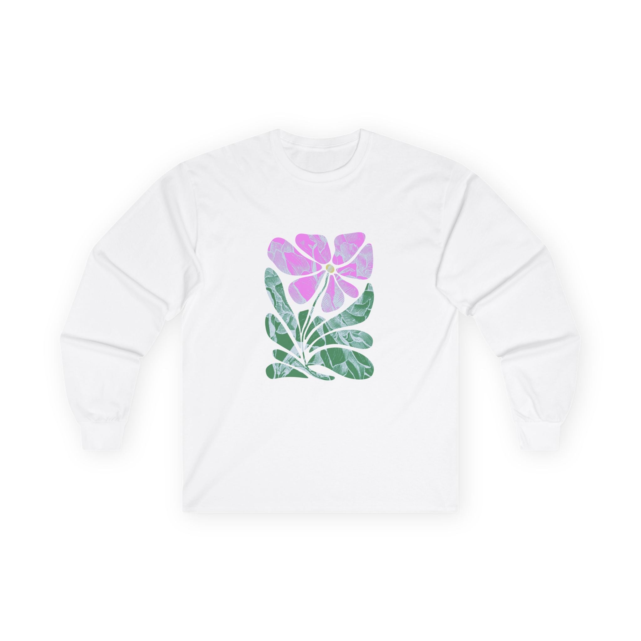 Floral Watercolor Long Sleeve Tee — Pink Bloom Graphic