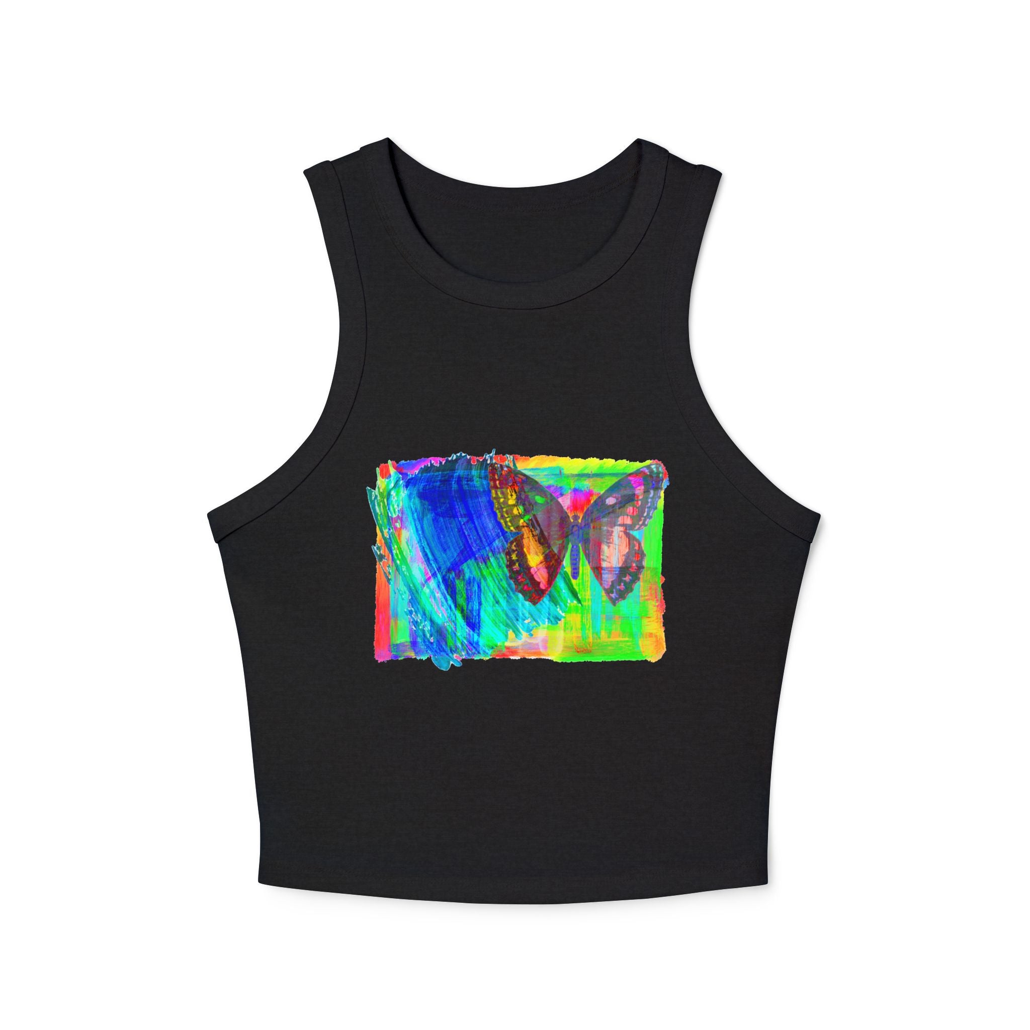 Vibrant Butterfly Racer Tank Top | Women's Summer Top, Festival Wear, Outdoor Activity, Gym Apparel, Boho Style