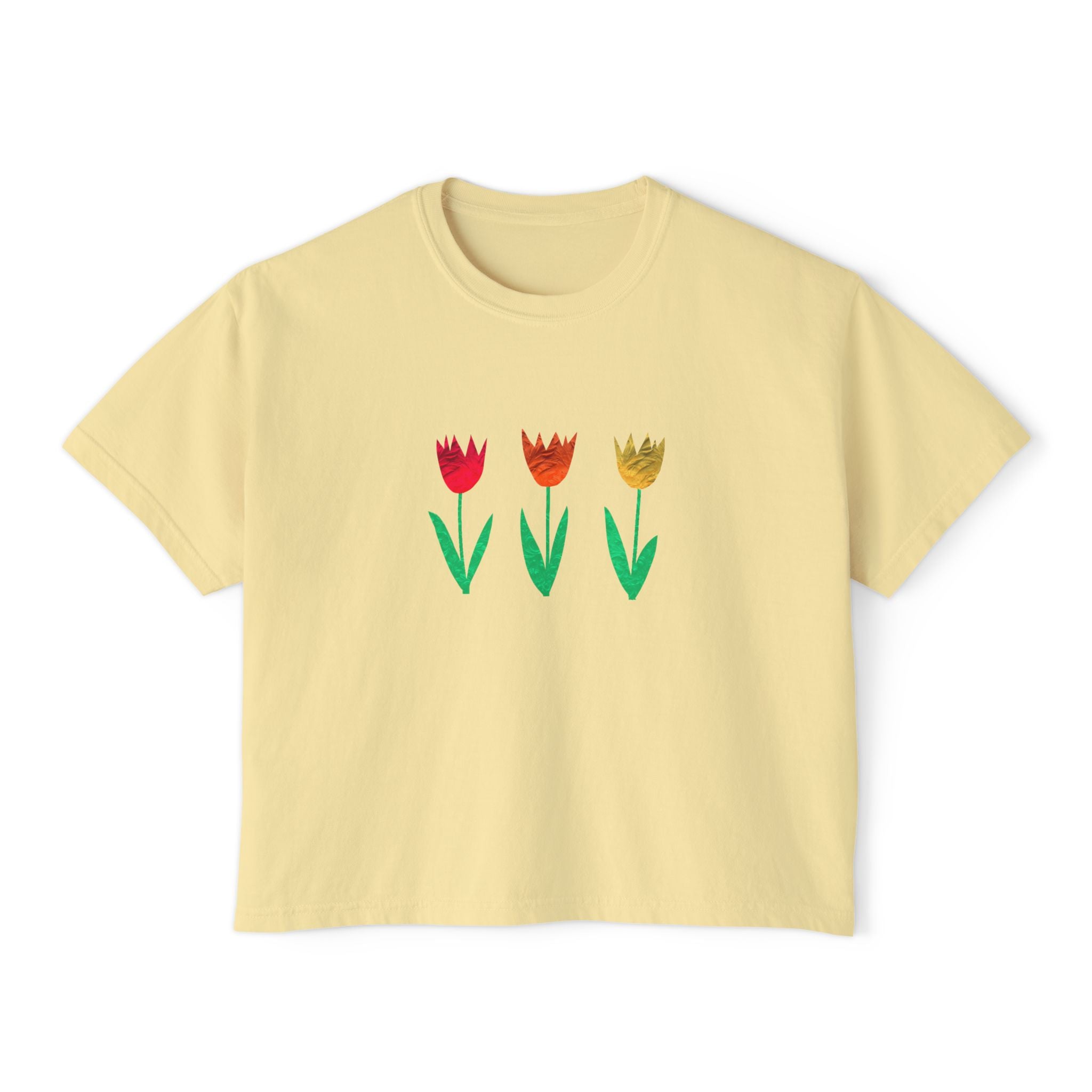 Floral Women's Boxy Tee, Casual Spring T-Shirt, Gifts for Her, Everyday Wear, Graphic Tee for Plant Lovers, Mother's Day Gift