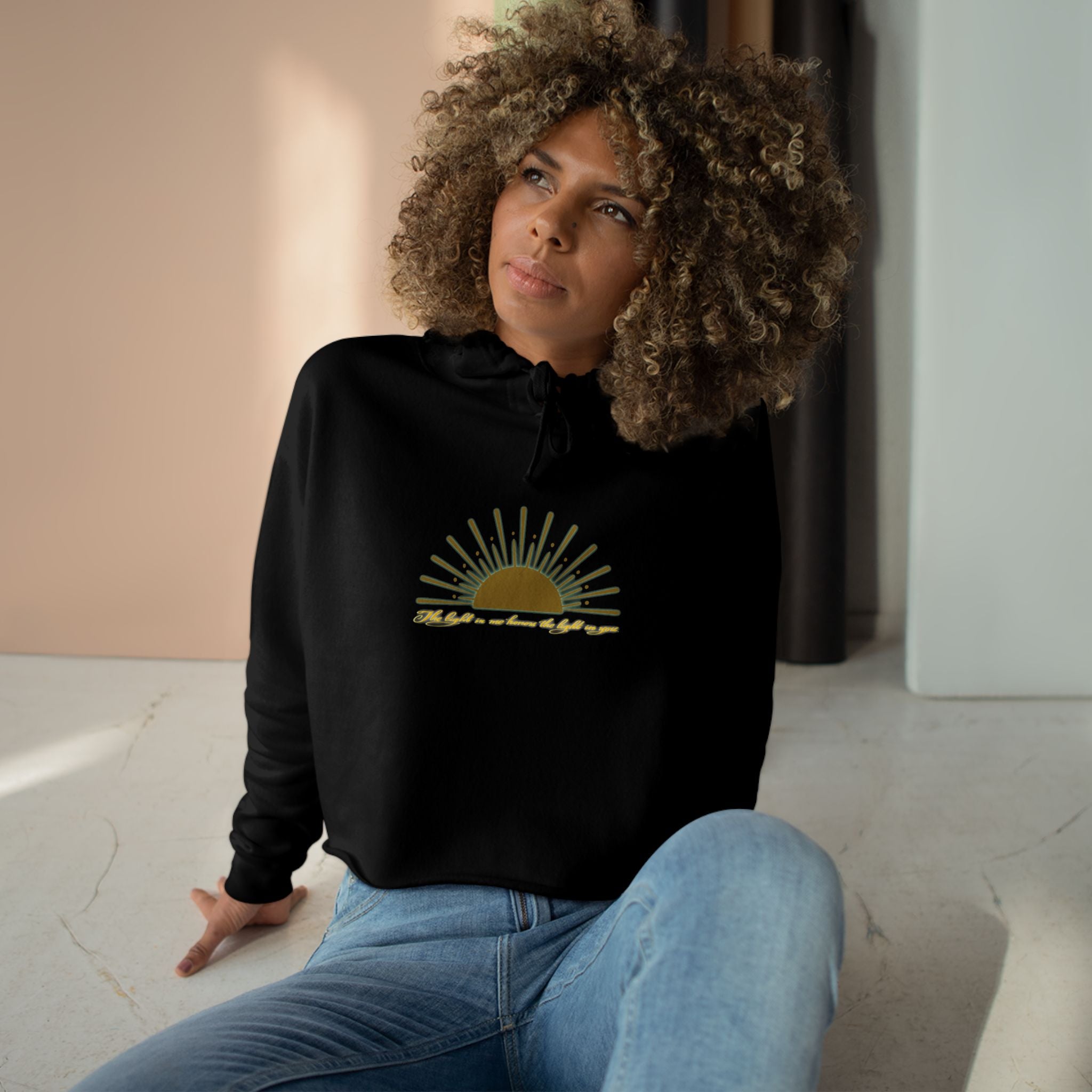 Yoga Sunrise Vibes Crop Hoodie - Perfect for Relaxing Days