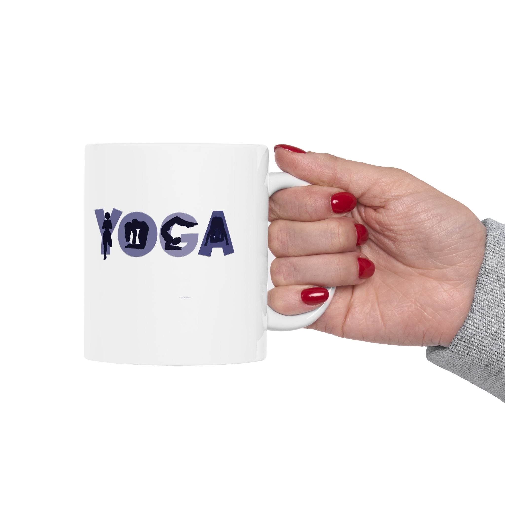 Yoga Asana Ceramic Mug — Hand-Drawn Pose Design (11oz)