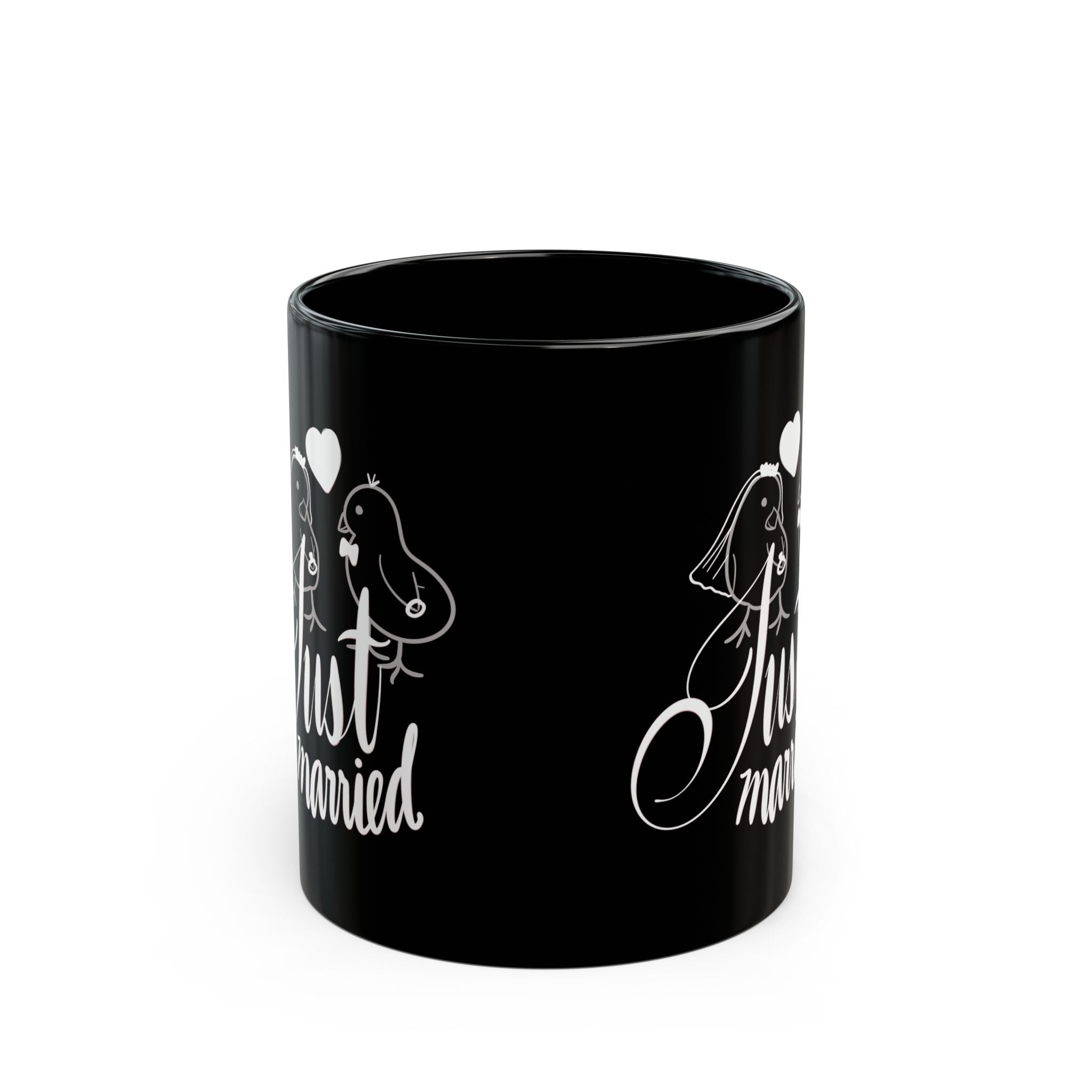 JUST MARRIED Black Mug (11oz)