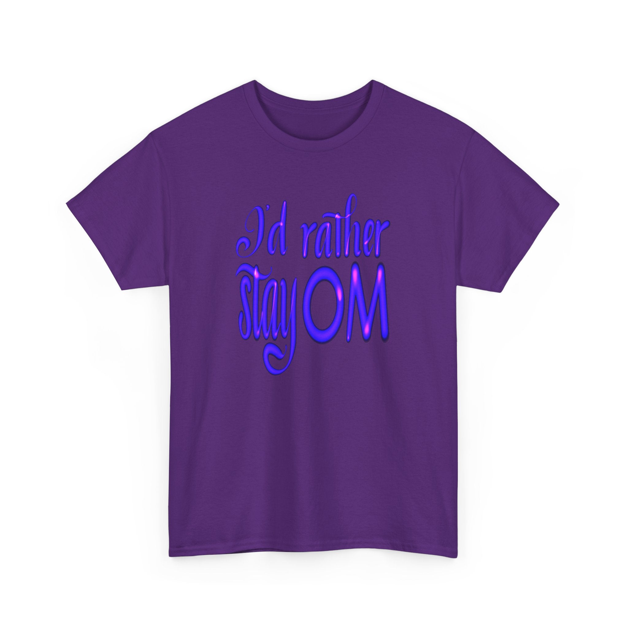I'd Rather Stay OM Unisex Heavy Cotton Tee - Relaxed Yoga T-Shirt