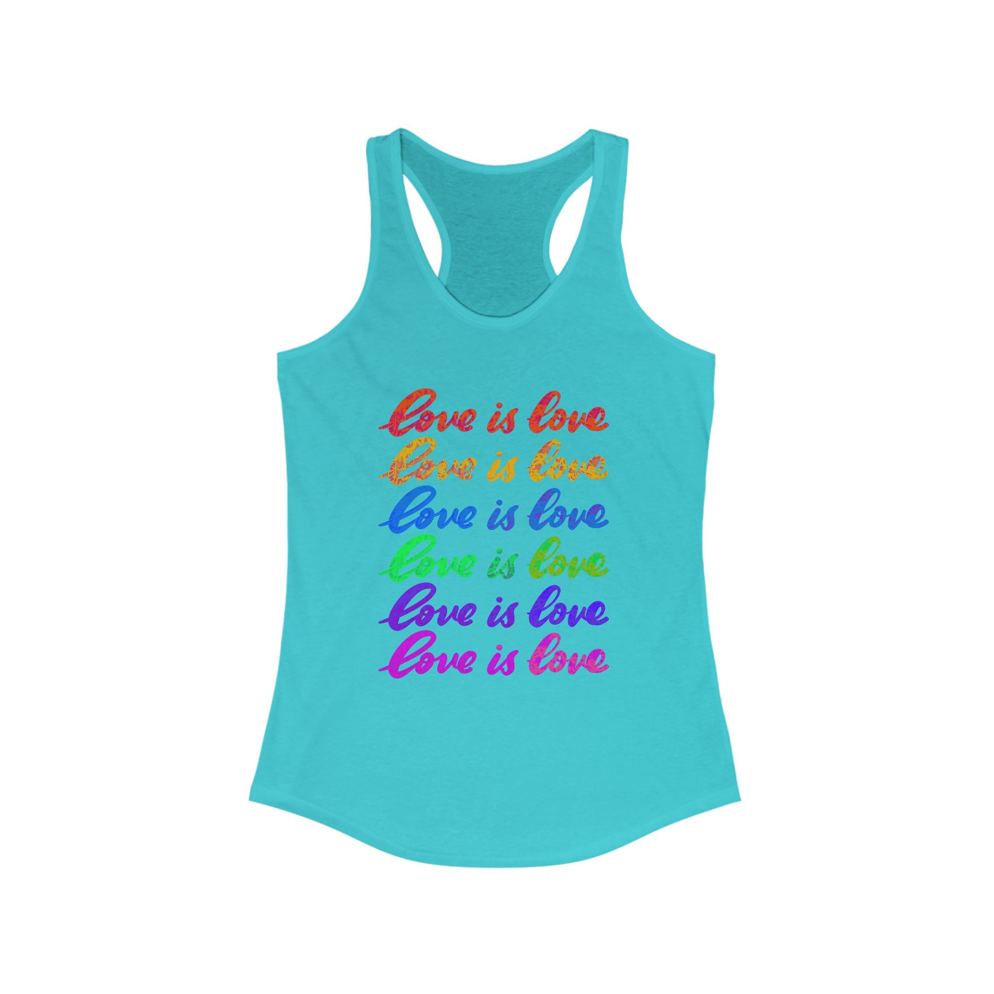 Pride Love is Love Racerback Tank Top, LGBTQ+ Tank, Summer Fitness Shirt, Cute Casual Wear, Gift for Pride Month