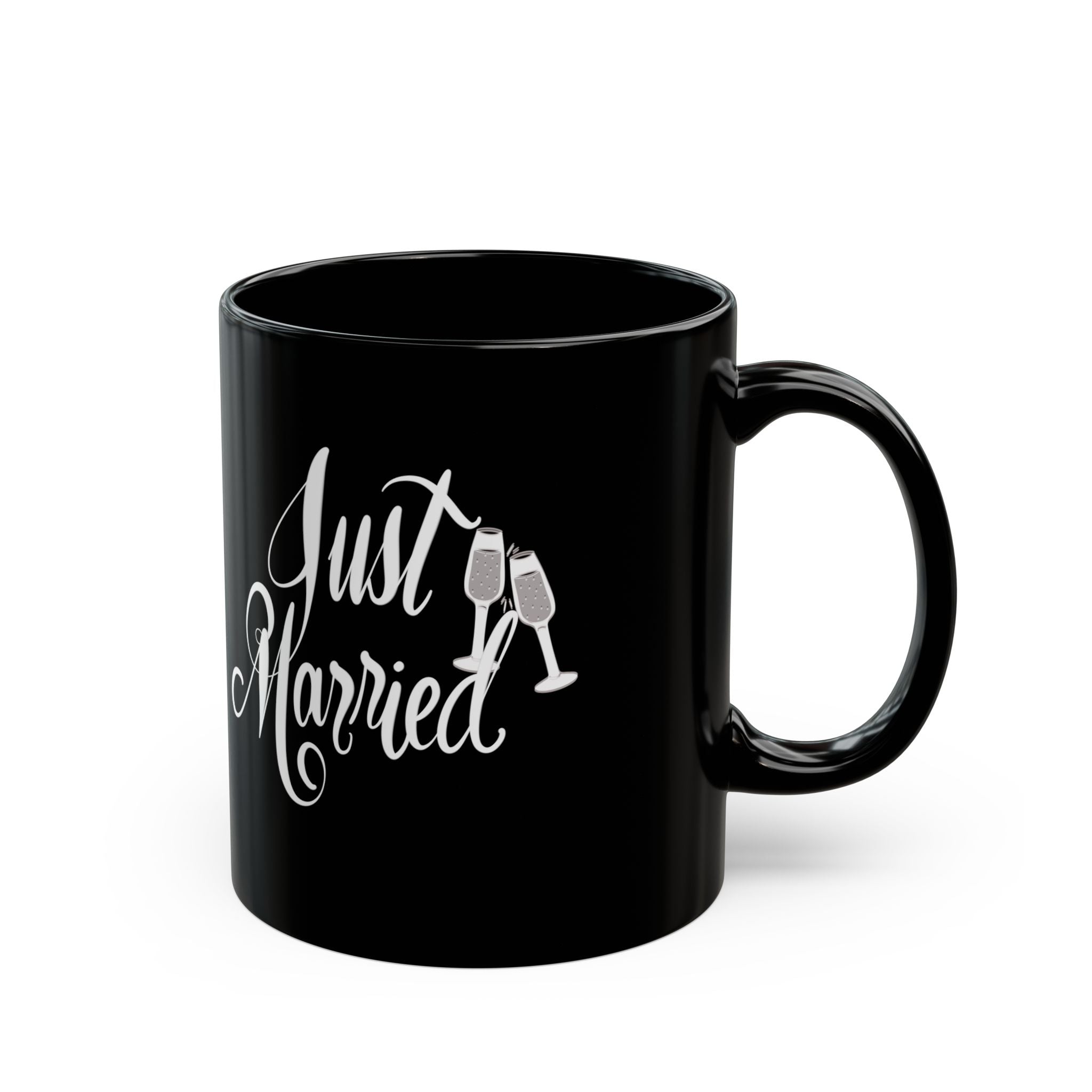 JUST MARRIED Black Mug (11oz)