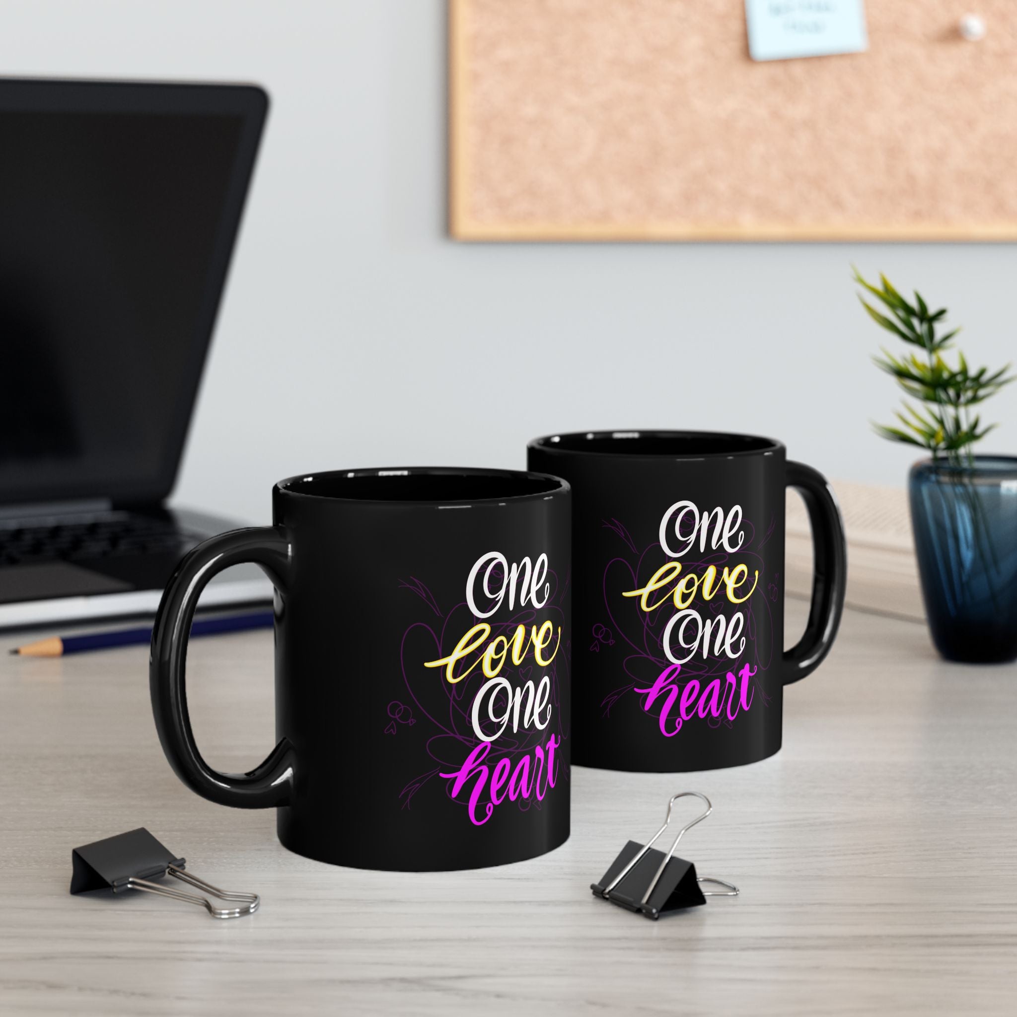 ONE LOVE Black Mug (11oz)