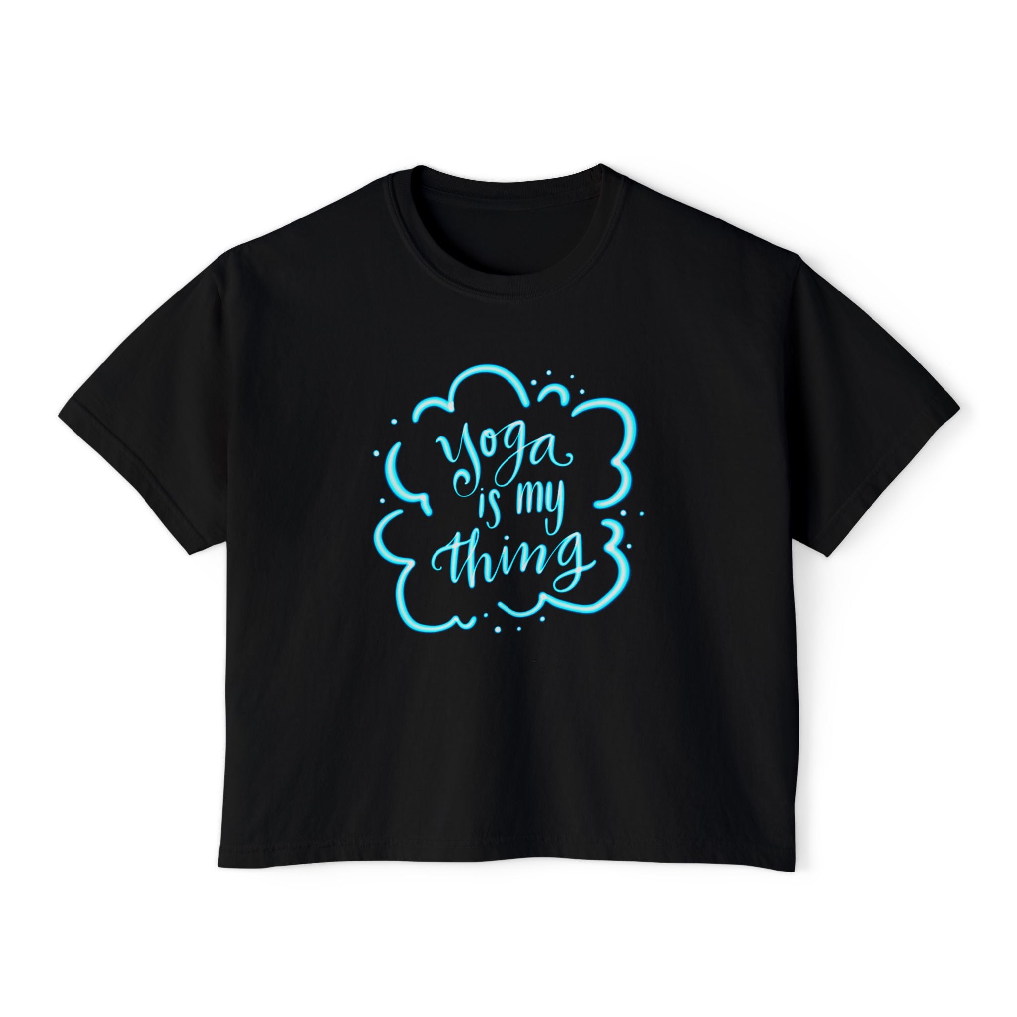 Yoga is My Thing Women's Boxy Tee - Comfortable Black Tee for Yogis