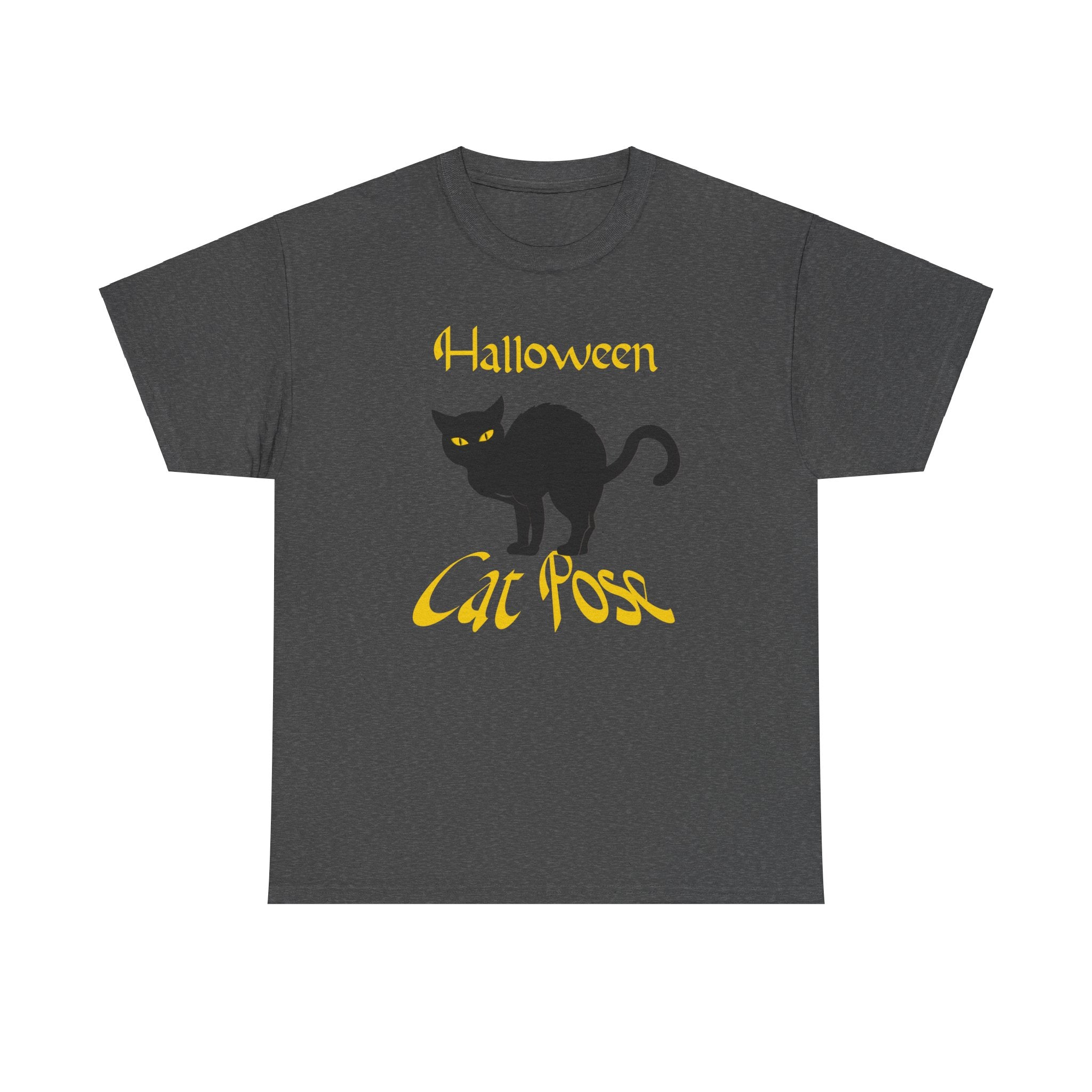 CAT POSE HALLOWEEN YOGA  Unisex Heavy Cotton Tee