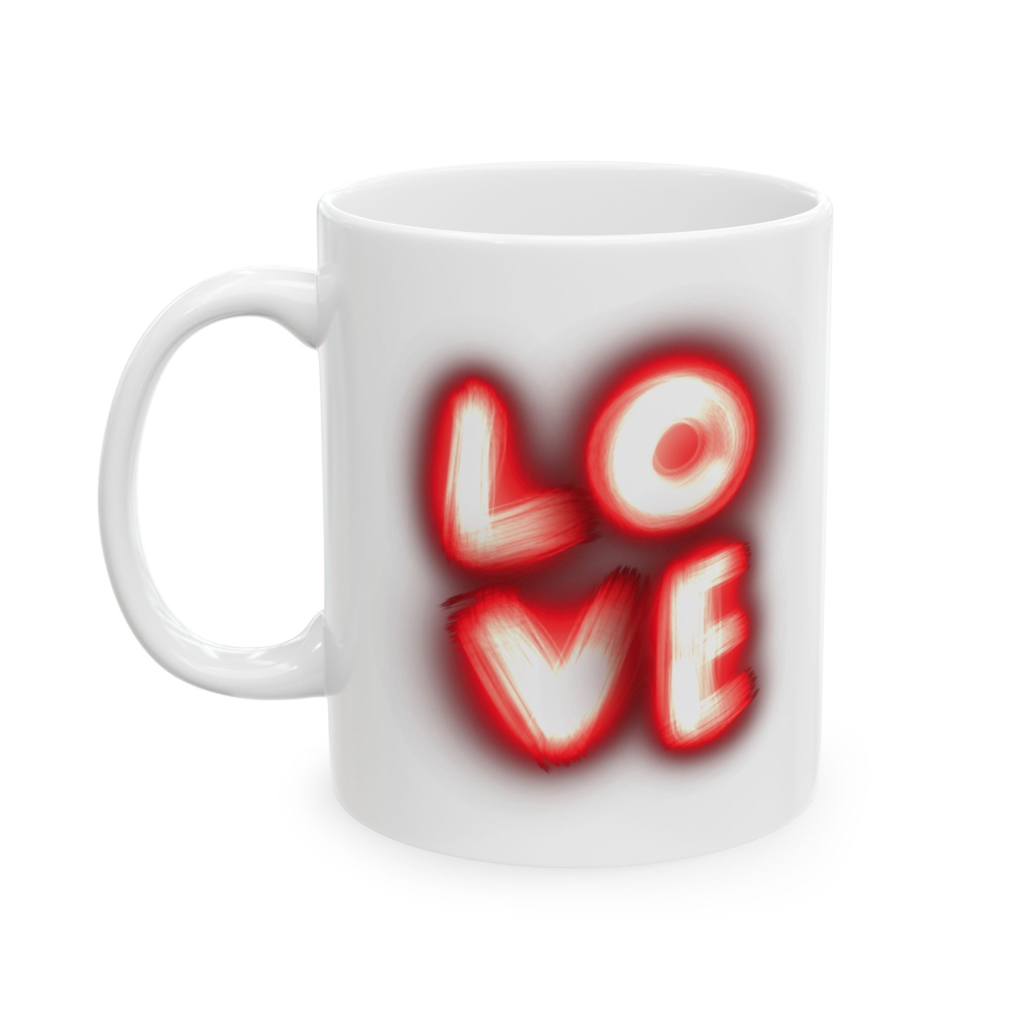 Burning Love Ceramic Mug — Retro Red Glow Coffee Cup ( 11 oz )