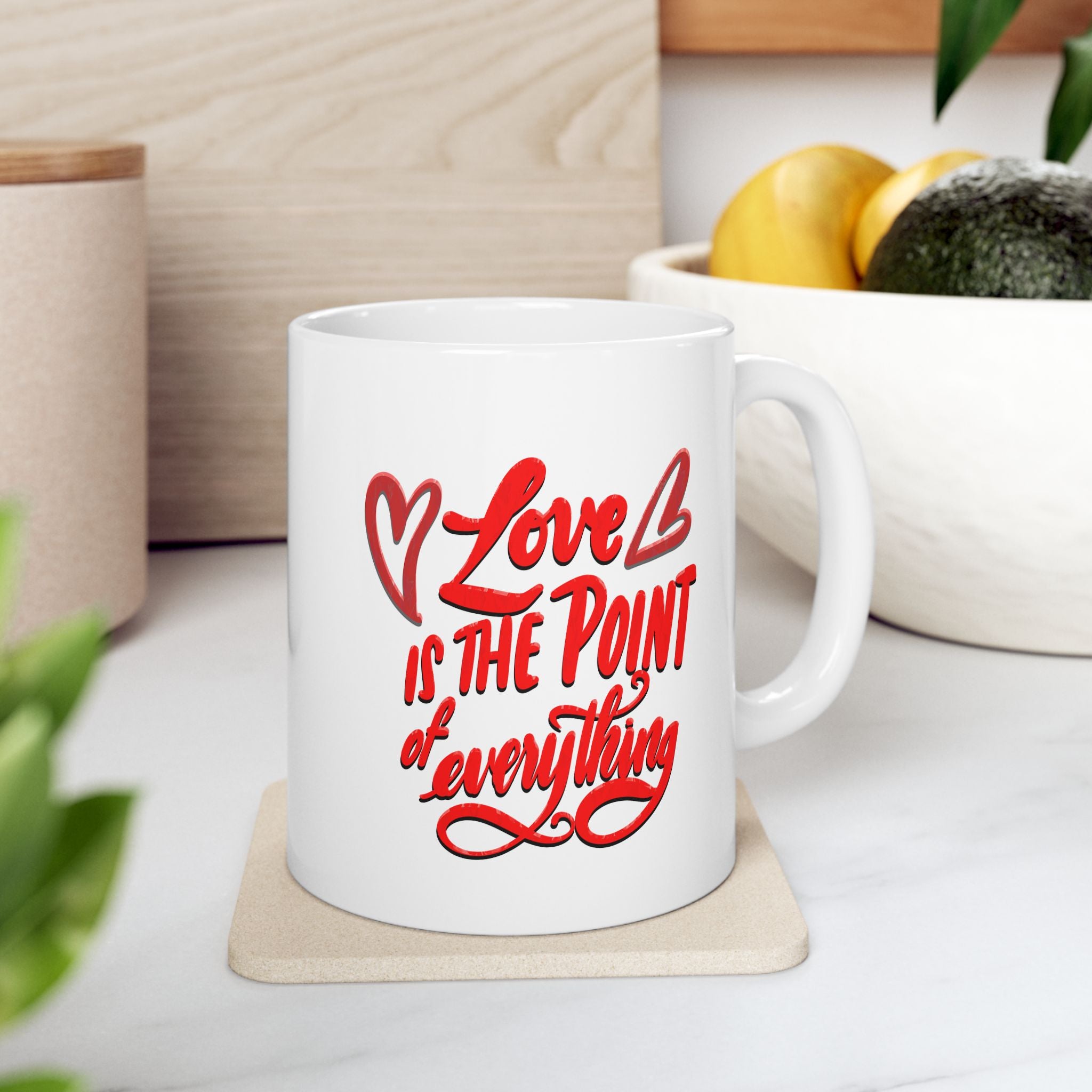 LOVE IS THE POINT Ceramic Mug, (11oz,)