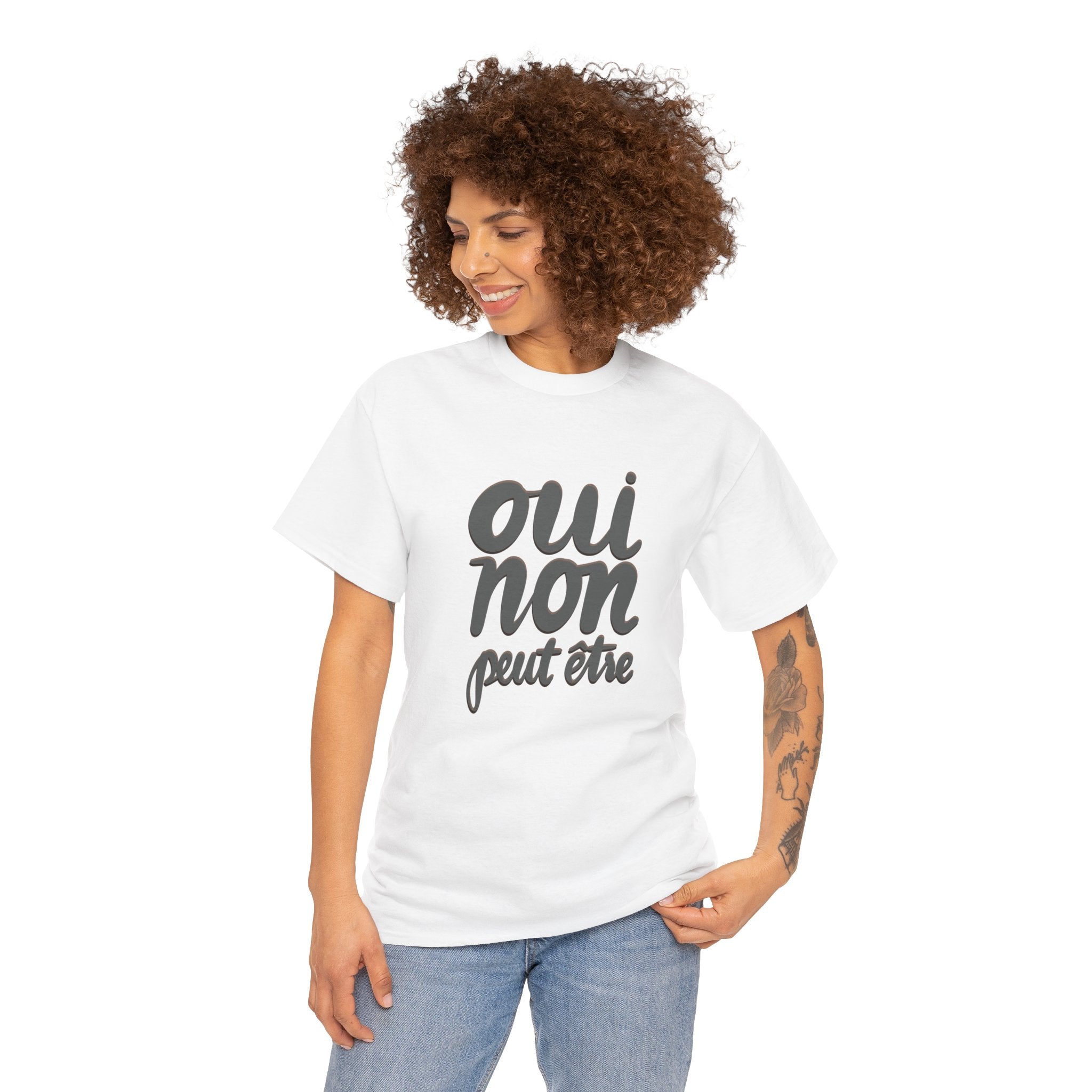 Oui Non Unisex Heavy Cotton Tee - Stylish and Expressive Graphic T-Shirt for Casual Outfits