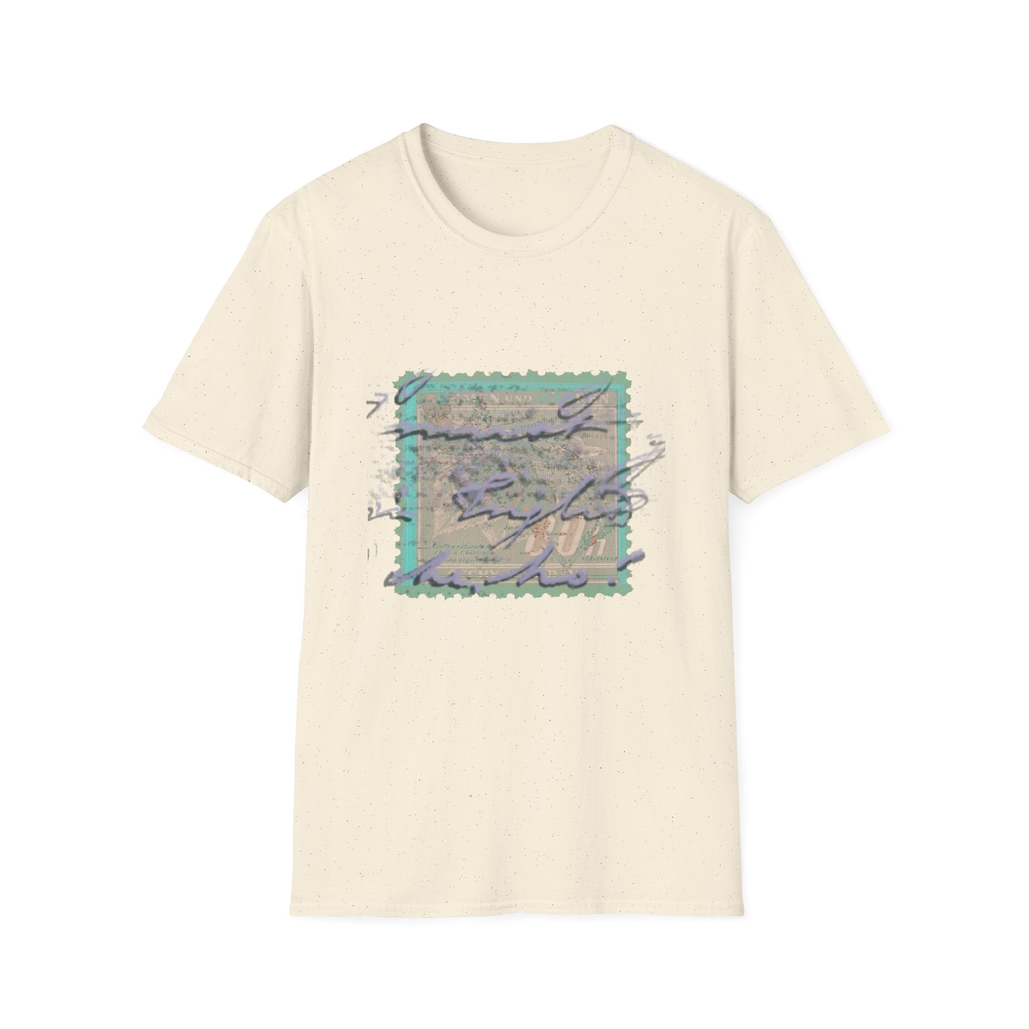 Vintage Postage Stamp Graphic Tee – Handwritten Script Design