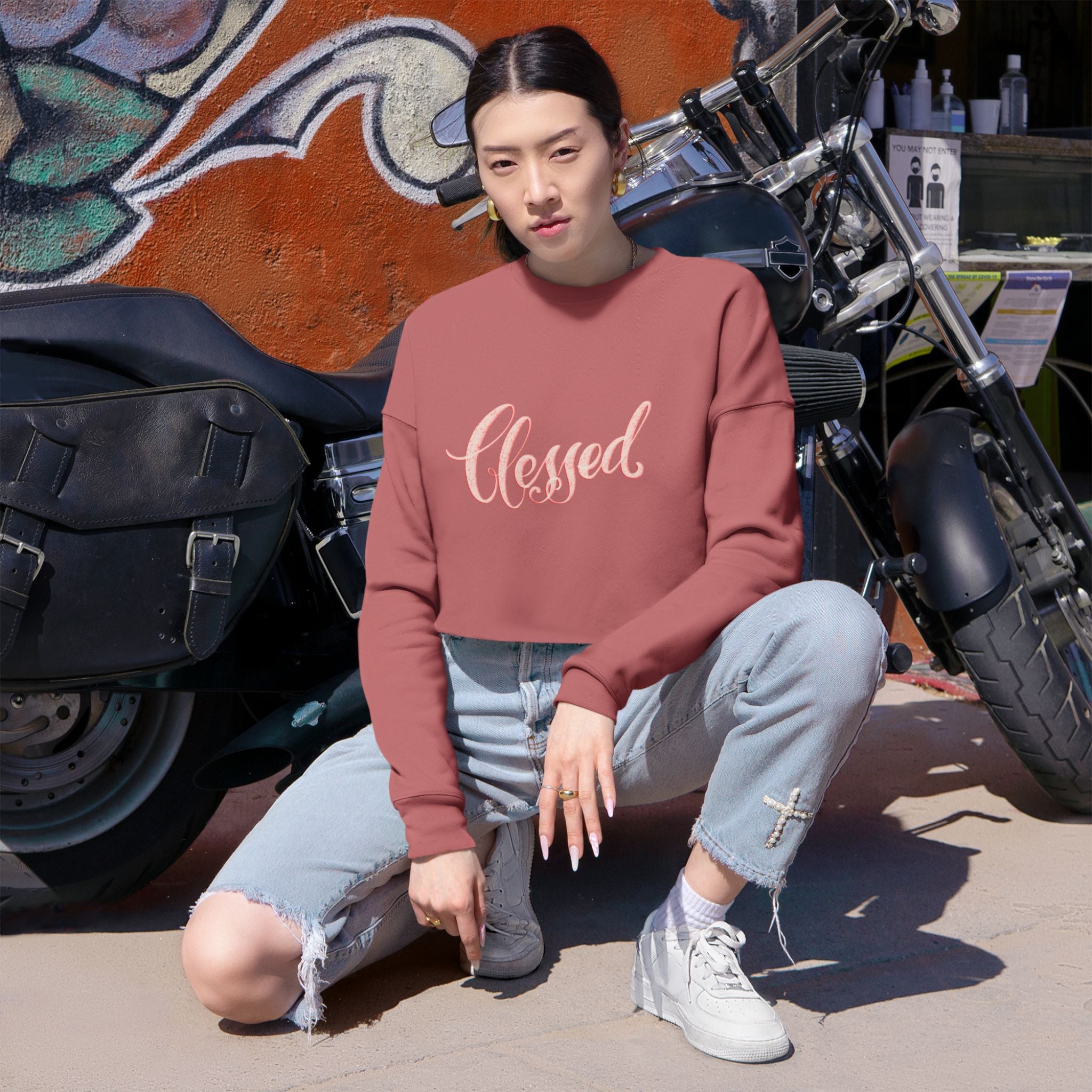 Blessed Women's Cropped Sweatshirt - Cozy & Inspirational Style