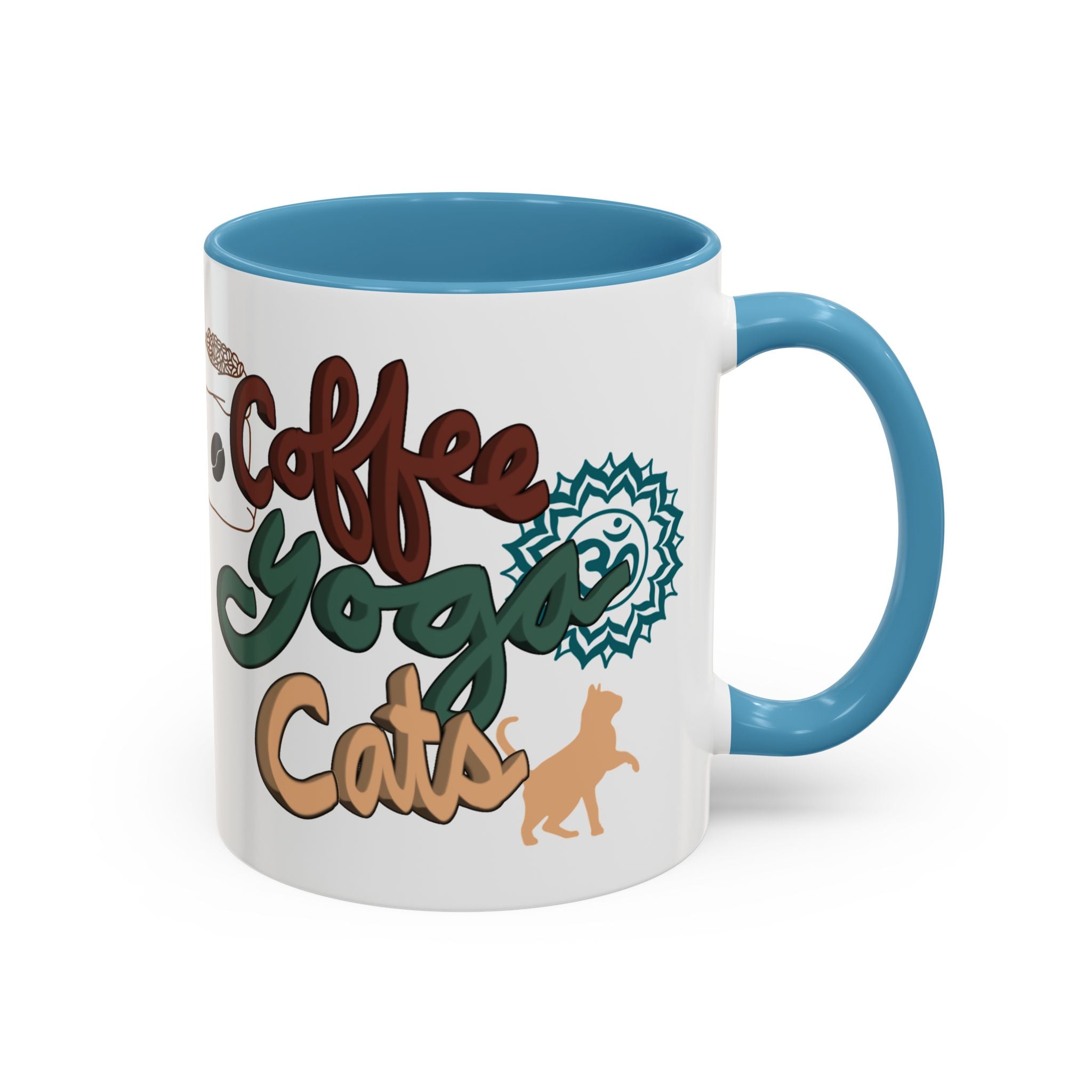 COFFEE YOGA CATS Accent Coffee Mug (11 oz)