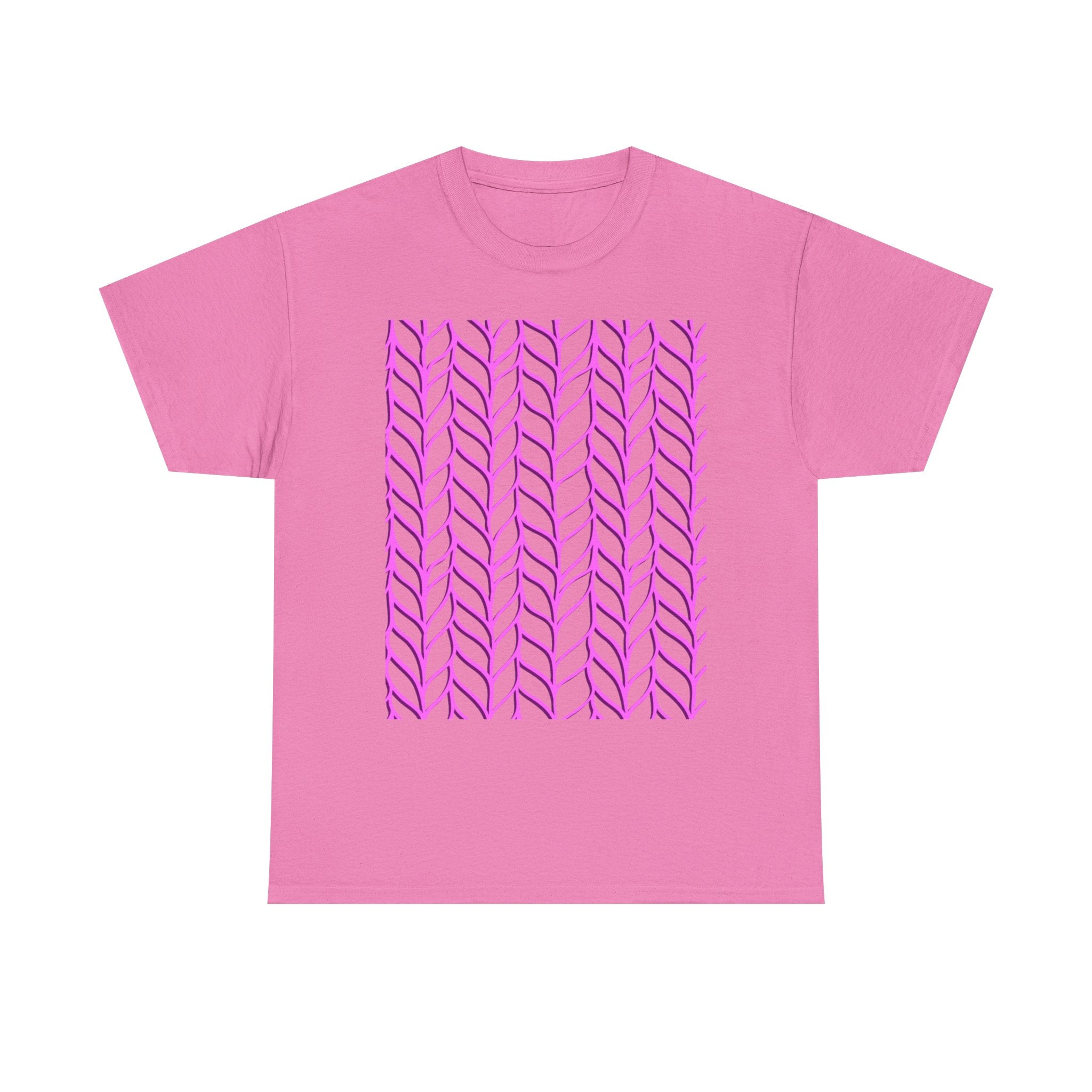 Vibrant Pink Unisex Heavy Cotton Tee with Knit Pattern