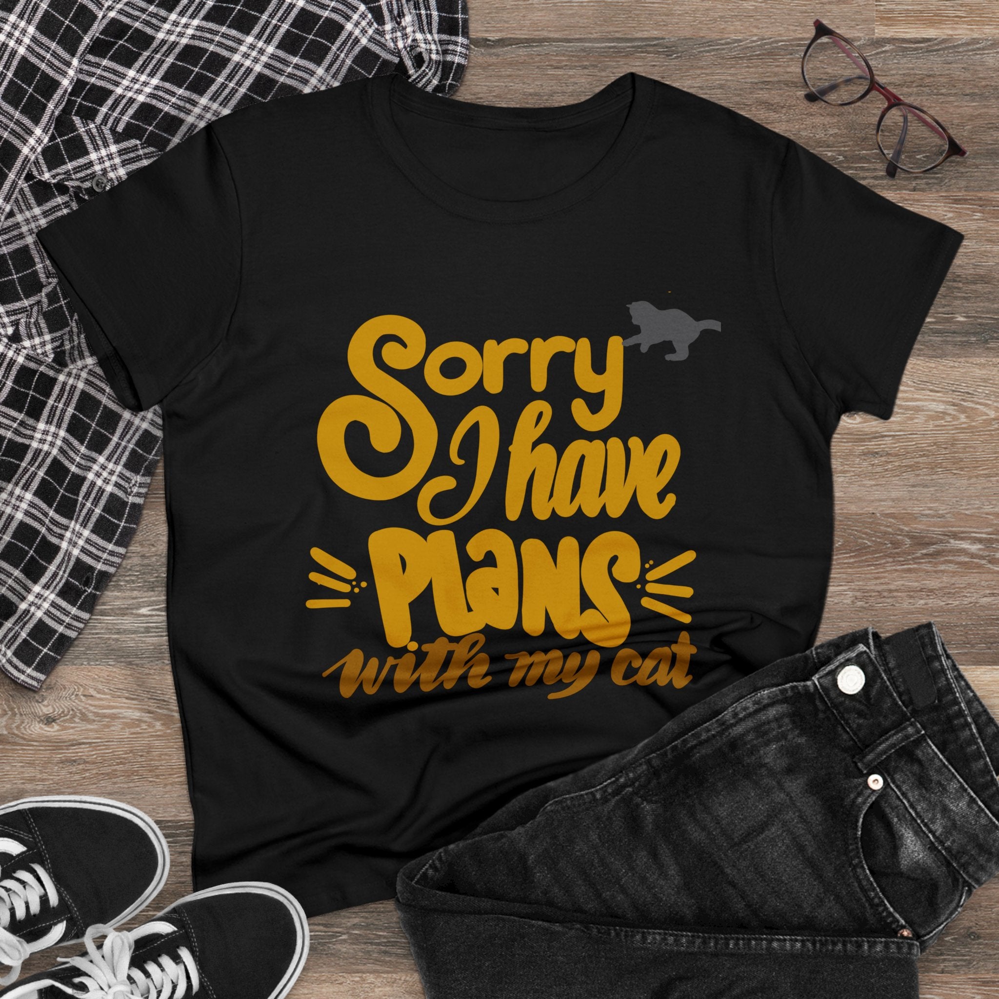 PLANS WITH MY CAT FUNNY Cotton Tee