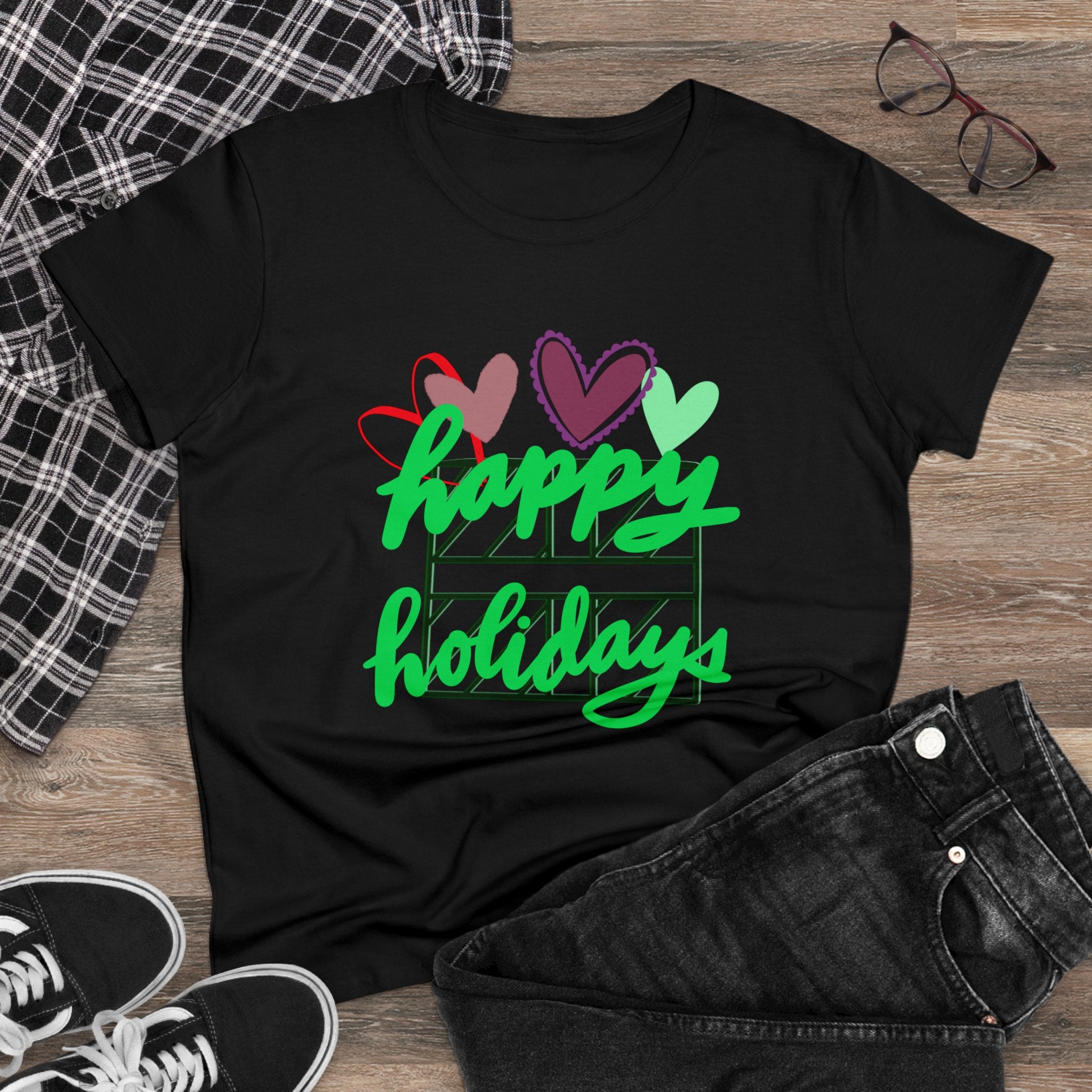 HAPPY HOLIDAYS Women's Midweight Cotton Tee