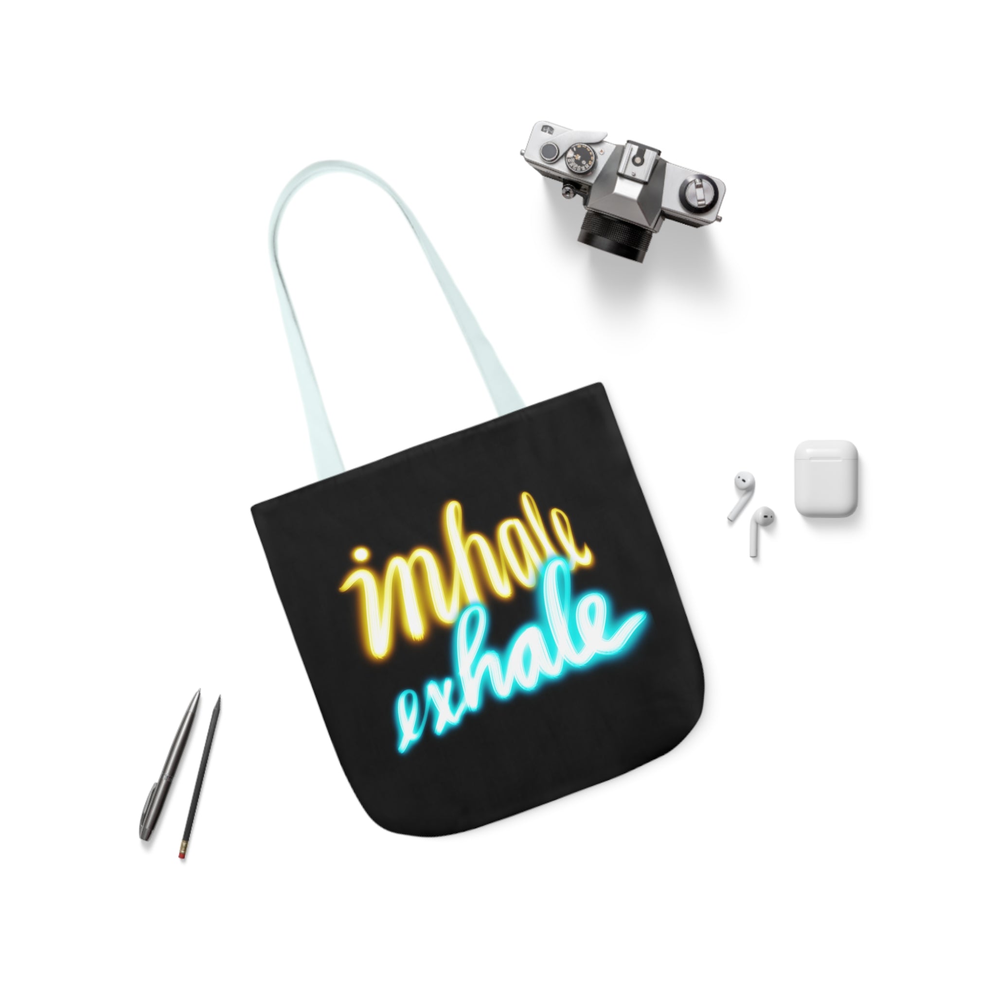 INHALE EXHALE Canvas Tote Bag, 5-Color Straps