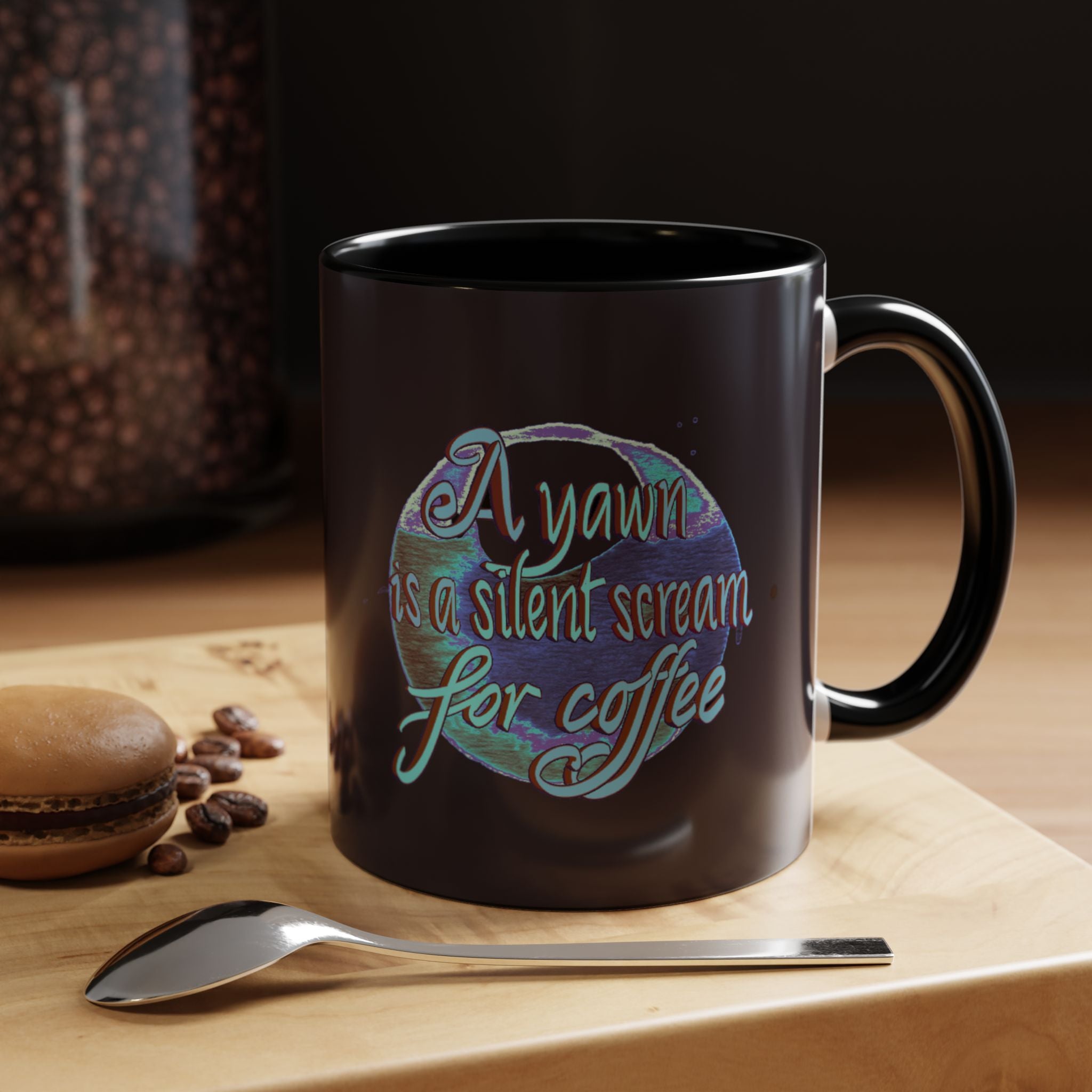 YAWN IS A SILENT SCREAM Accent Coffee Mug (11 oz)