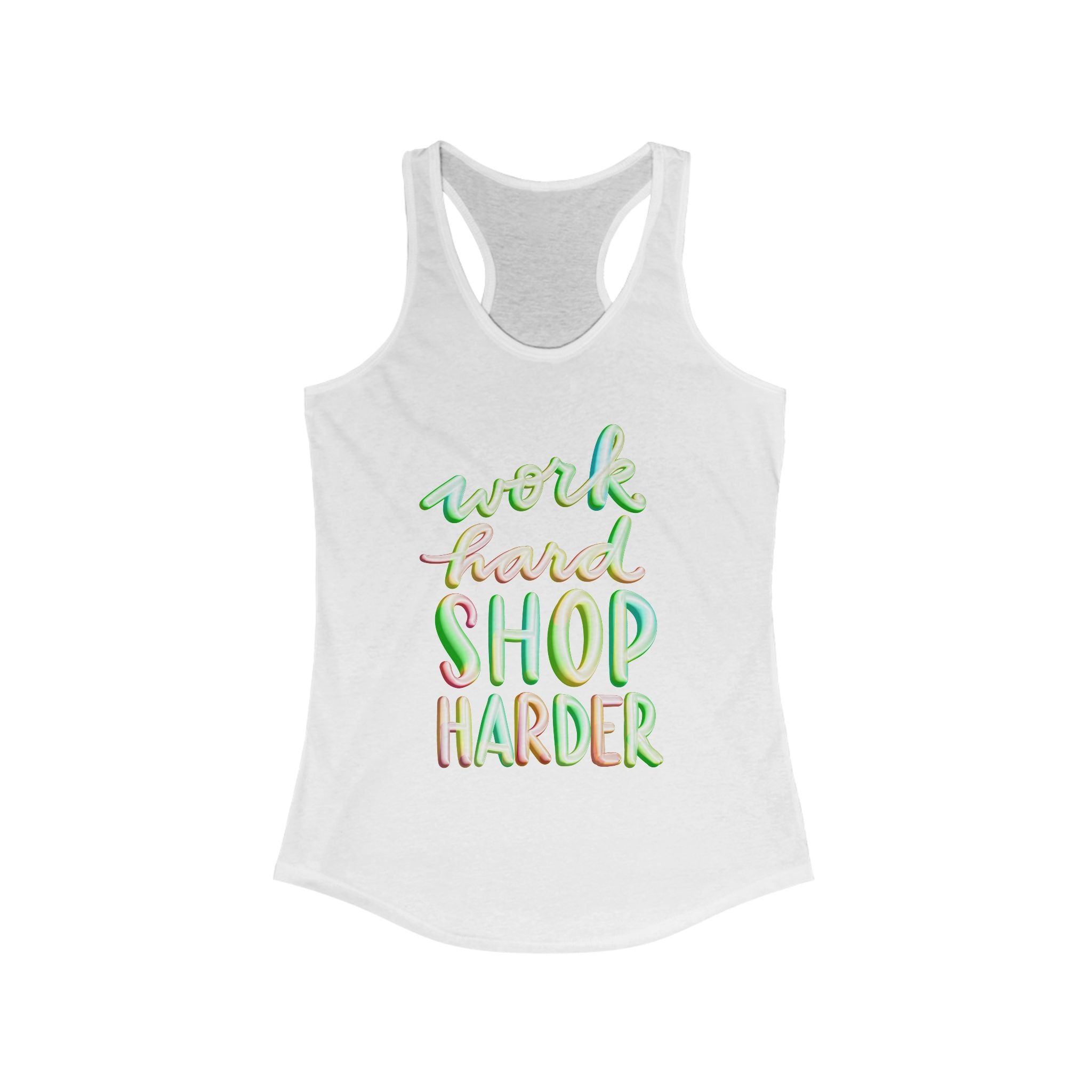 Racerback Tank for Women - "Work Hard, Shop Harder"
