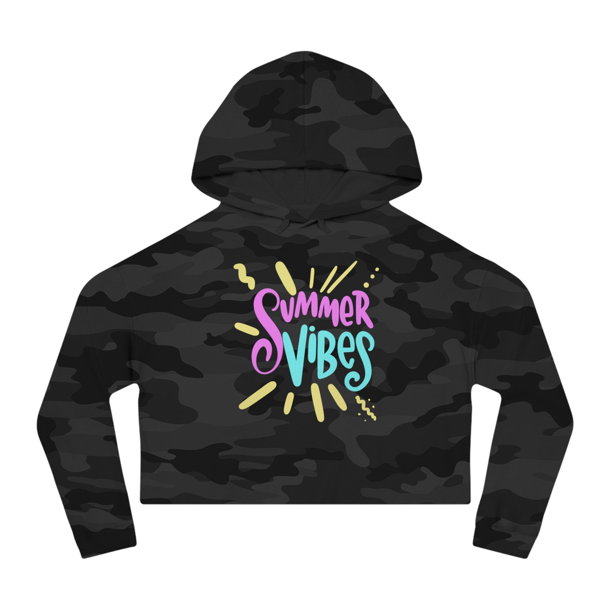 Summer Vibes Cropped Hoodie for Women - Camouflage Design
