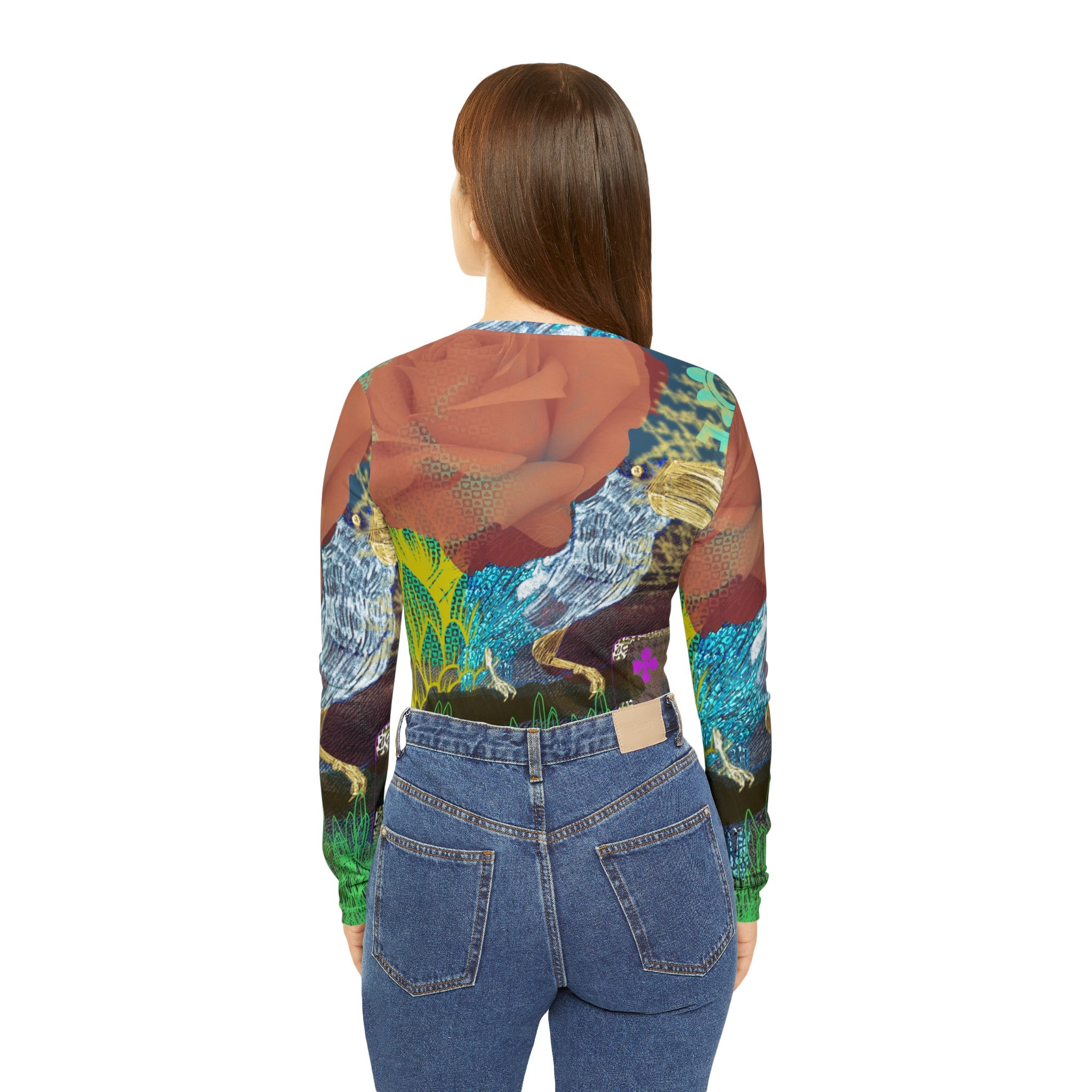 TROPICAL STORY Women's Long Sleeve V-neck Shirt (AOP)