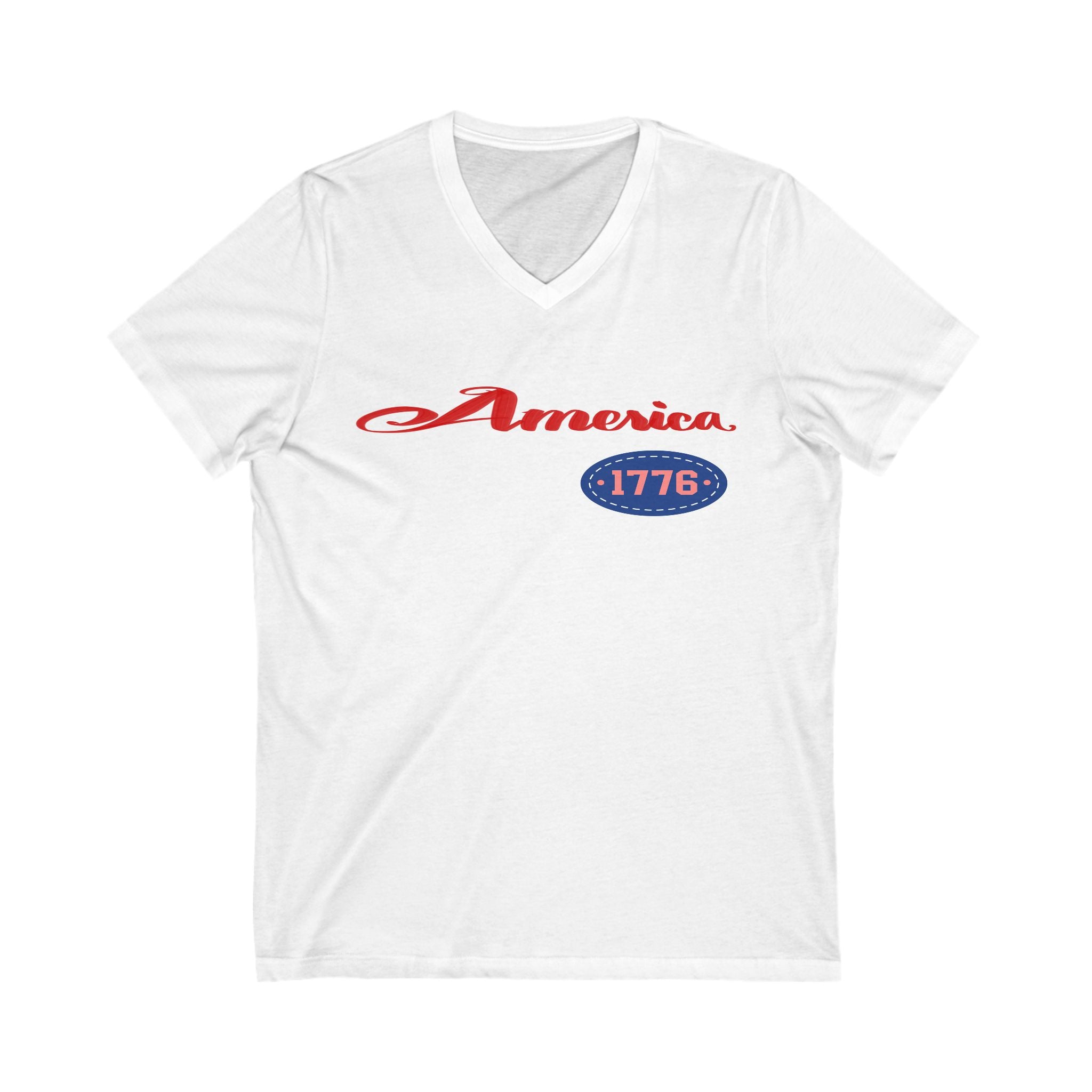 Patriotic V-Neck Tee - 'America 1776' Short Sleeve Shirt, Independence Day, Casual Wear, Summer Top, Gift for Patriots