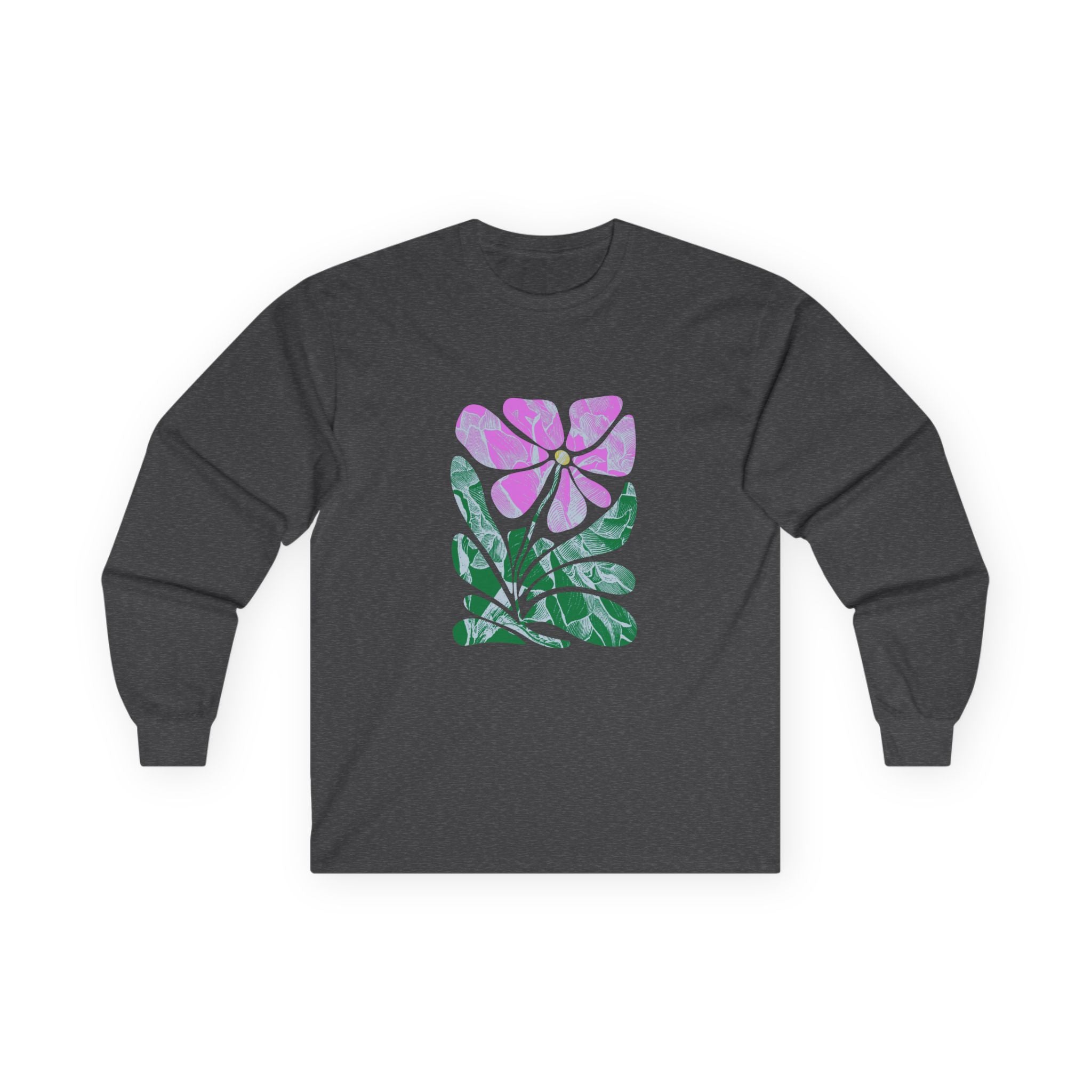 Floral Watercolor Long Sleeve Tee — Pink Bloom Graphic