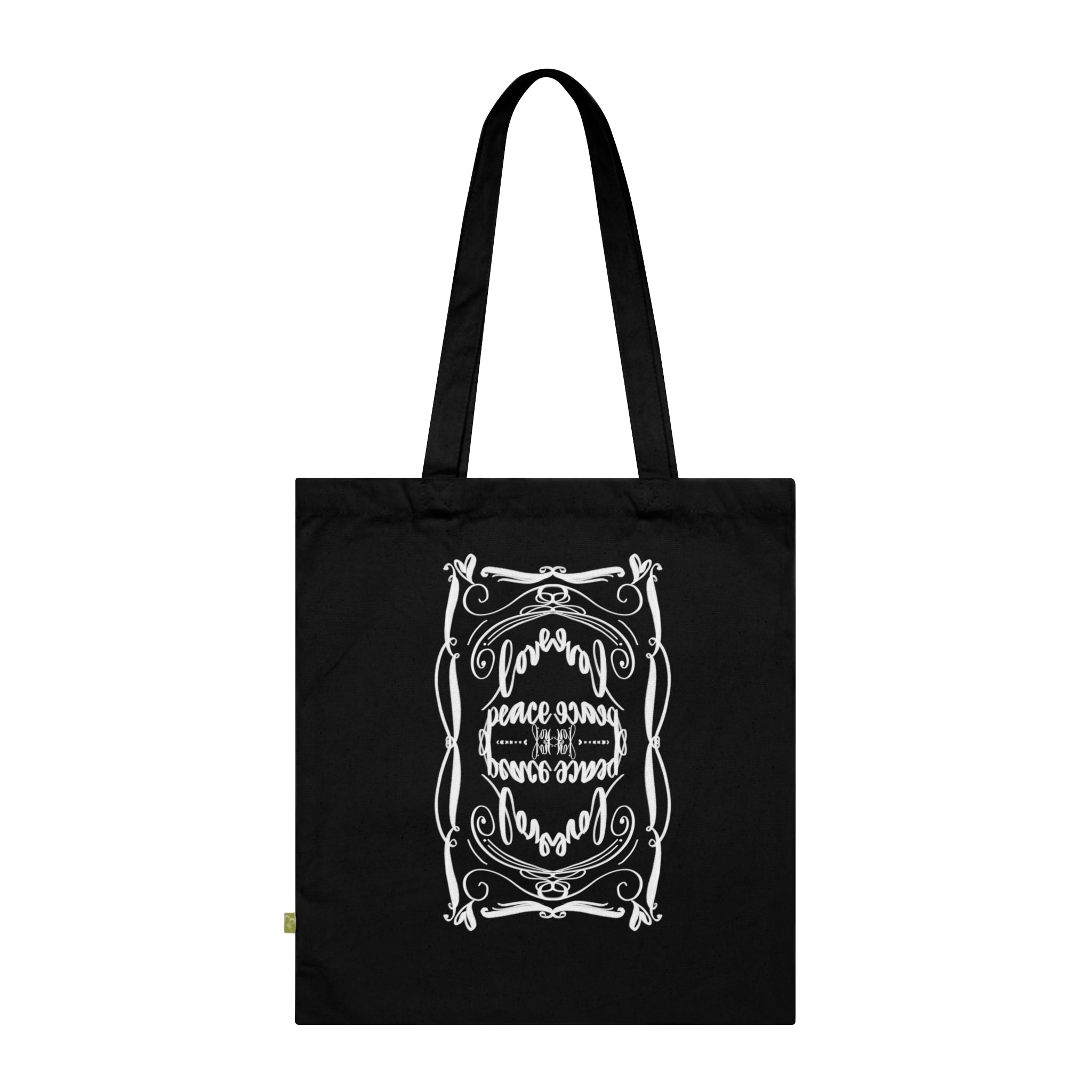 Elegant Organic Cotton Tote Bag LOVE  PEACE JOY- Eco-Friendly Shopping Bag, Gift for Teachers, Market Tote, Reusable Grocery Bag