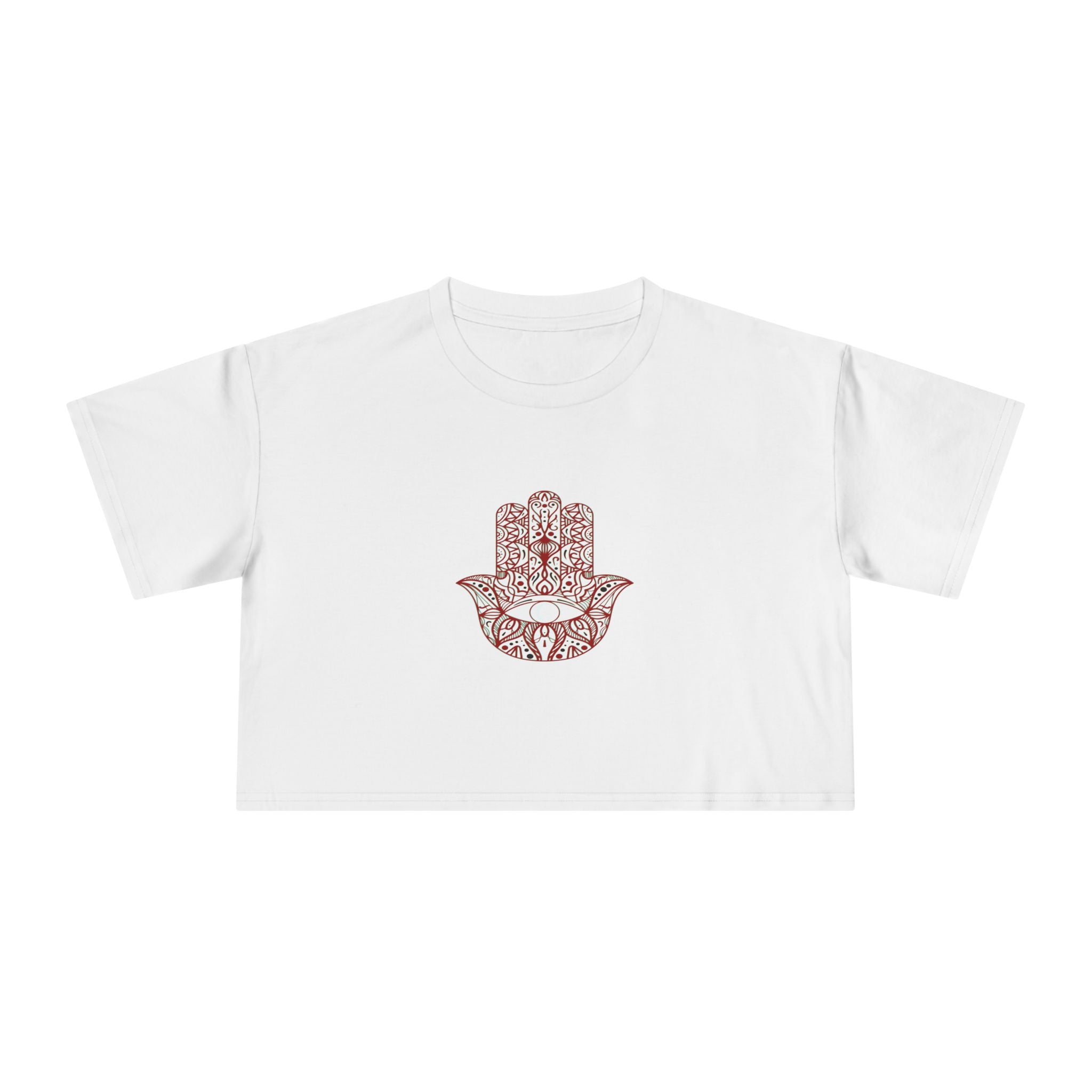 Spiritual Hamsa Women's Crop Tee, Boho Crop Top, Festival Apparel, Gift for Her, Positive Vibes T-Shirt