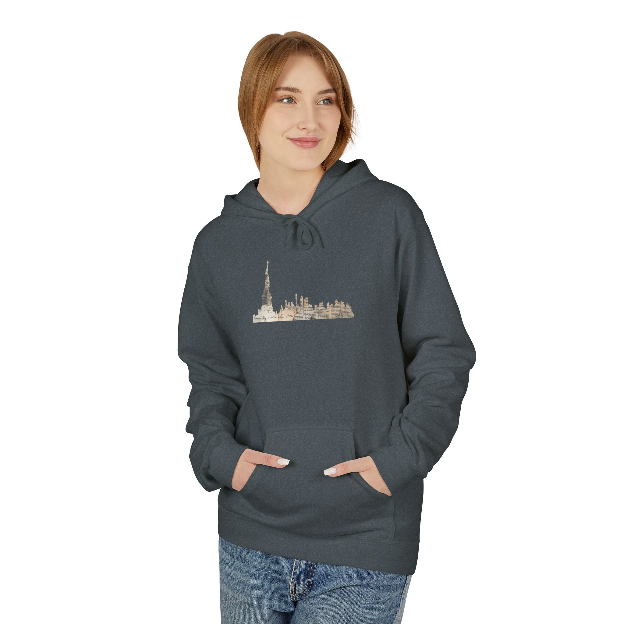 New York City Skyline Hoodie — Minimal Statue of Liberty Silhouette Sweatshirt