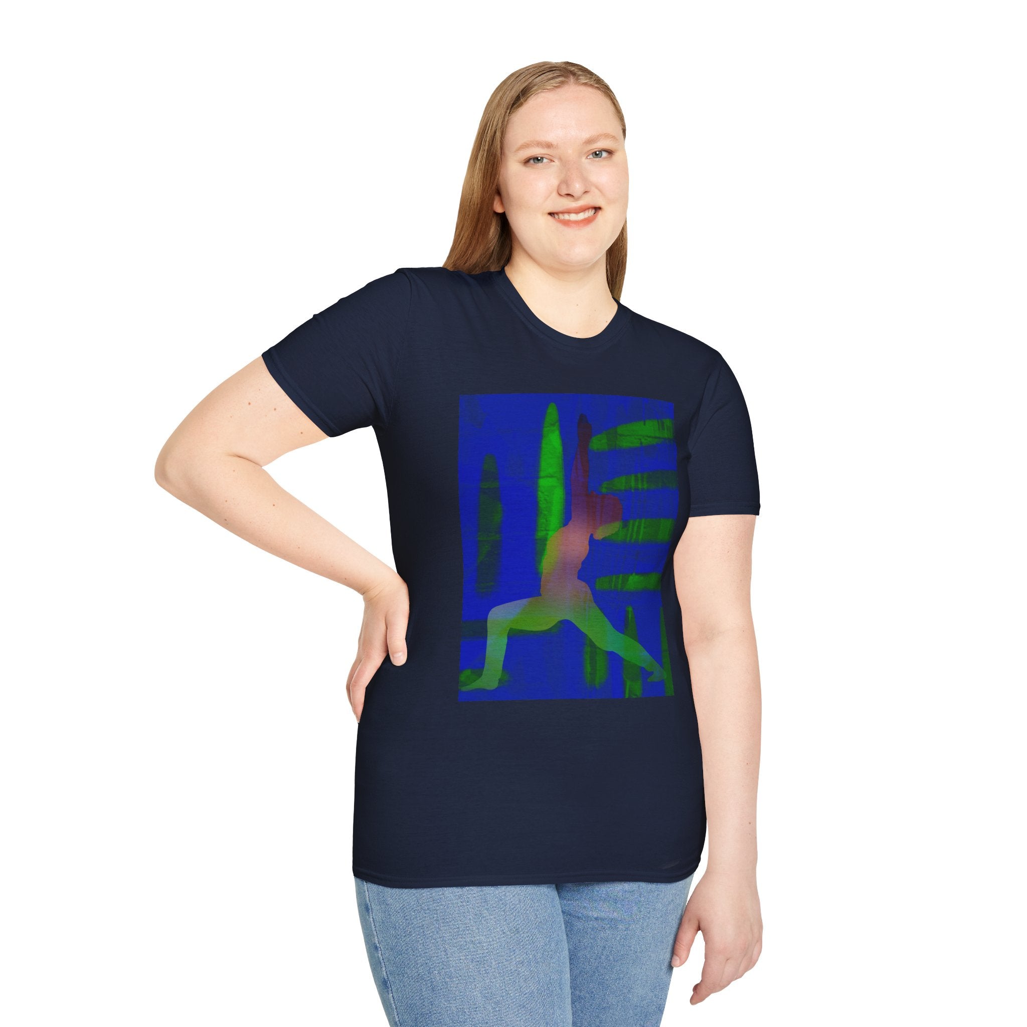 Yoga Pose Graphic T‑Shirt — Abstract Warrior Silhouette
