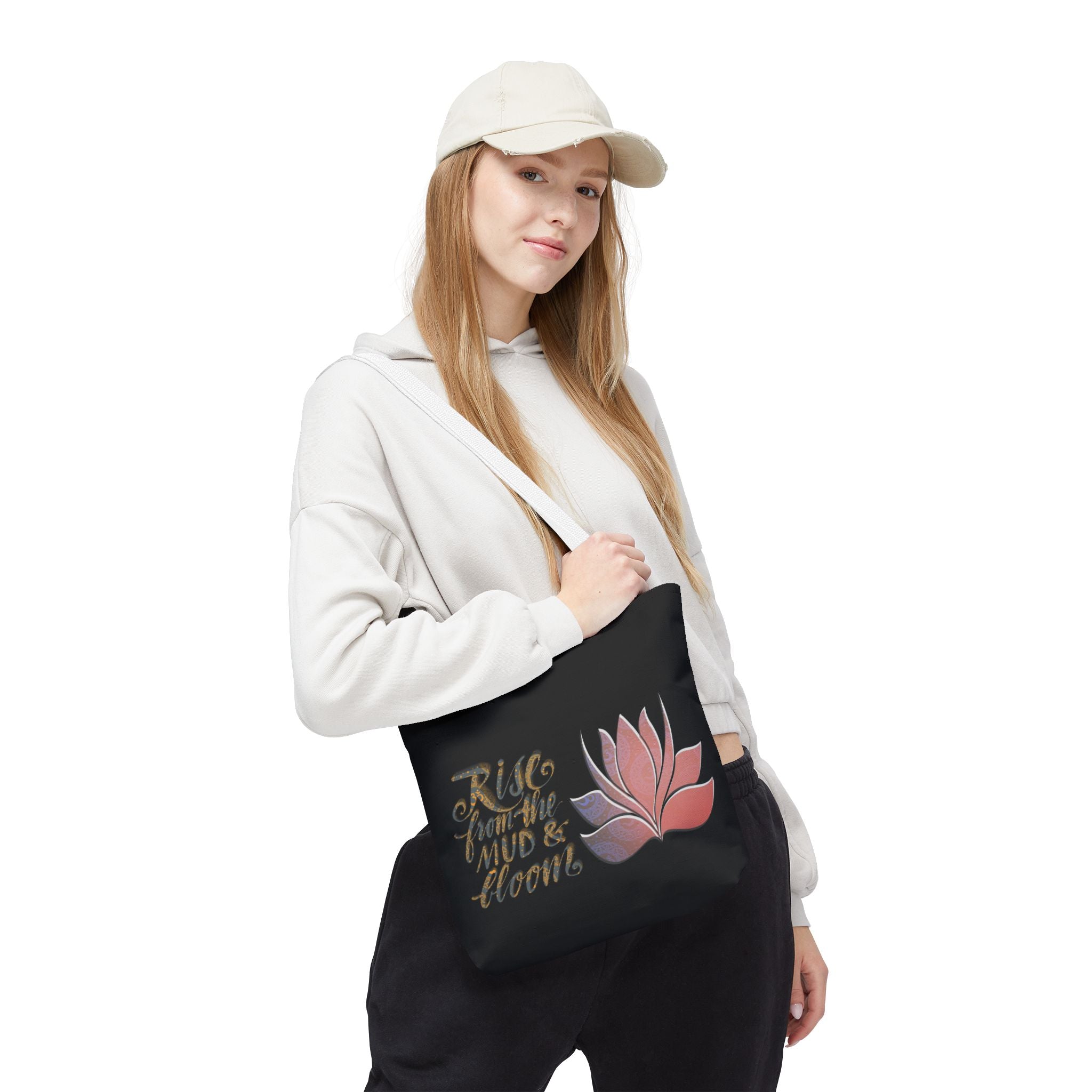 Rise from the Mud & Bloom Tote Bag – Inspirational Flower Design
