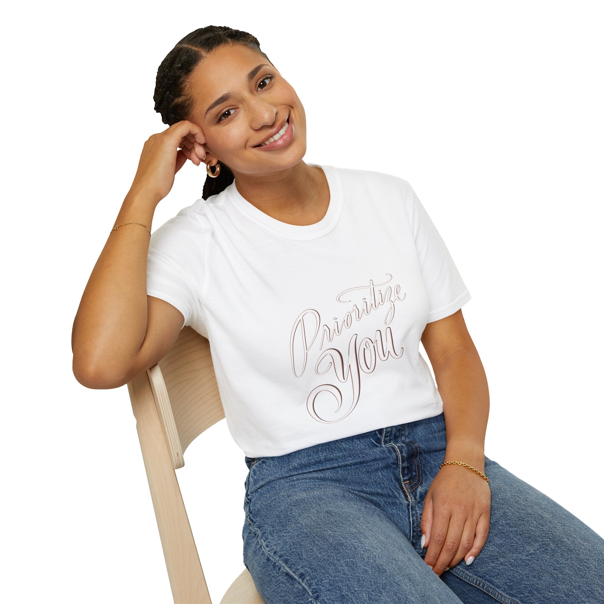 T-Shirt — 'Prioritize You' Handlettered Self-Care Tee