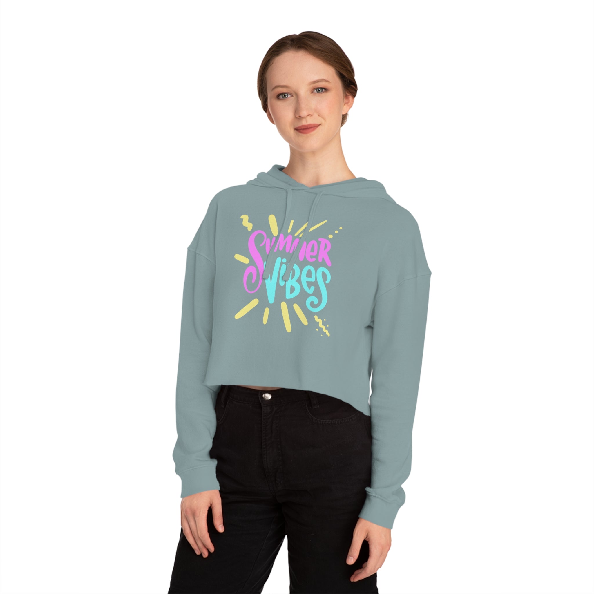Summer Vibes Cropped Hoodie for Women - Camouflage Design