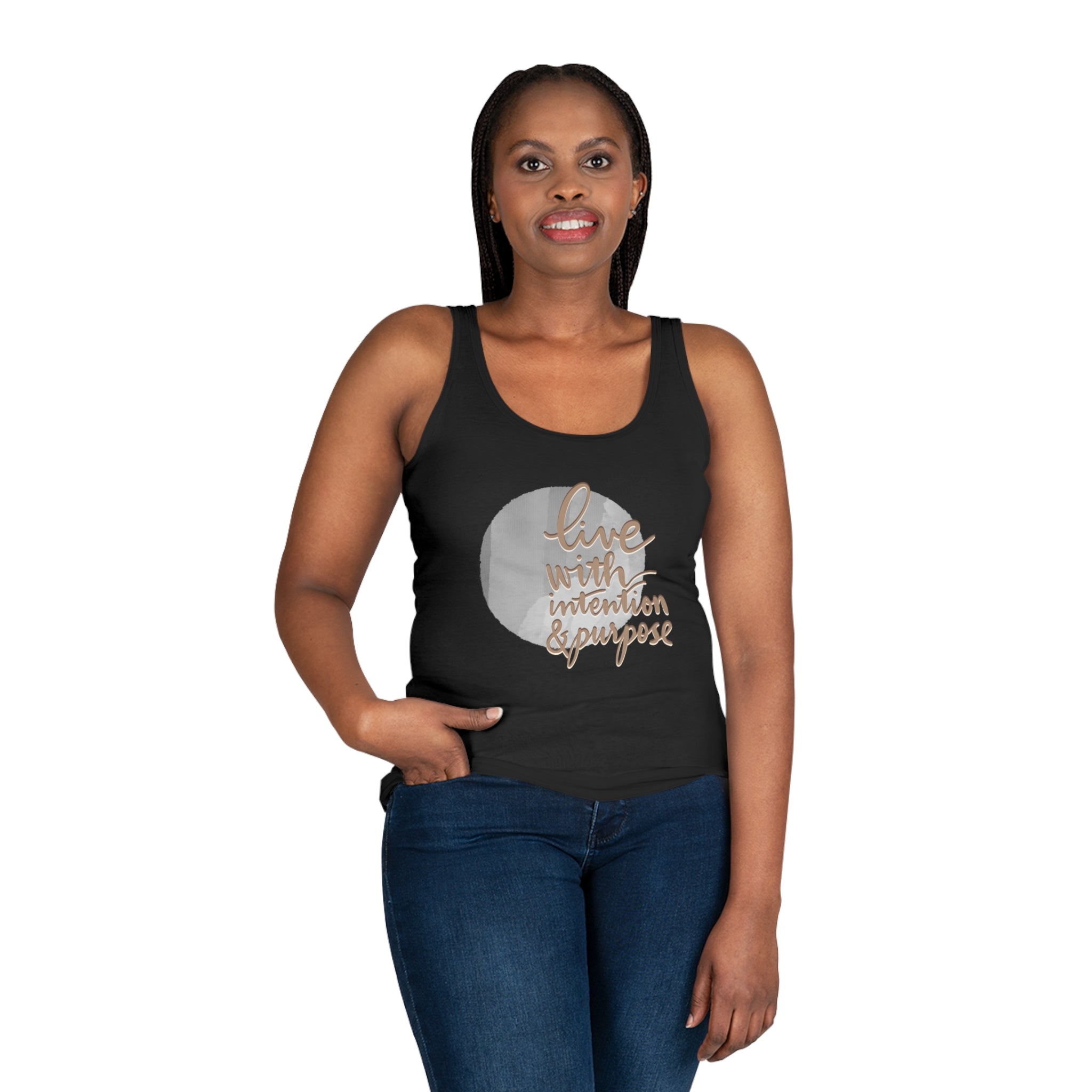 Inspirational Women's Tank Top - Live with Intention & Purpose, Summer Fashion, Gifts for Her, Yoga Wear, Motivational Apparel, [...]