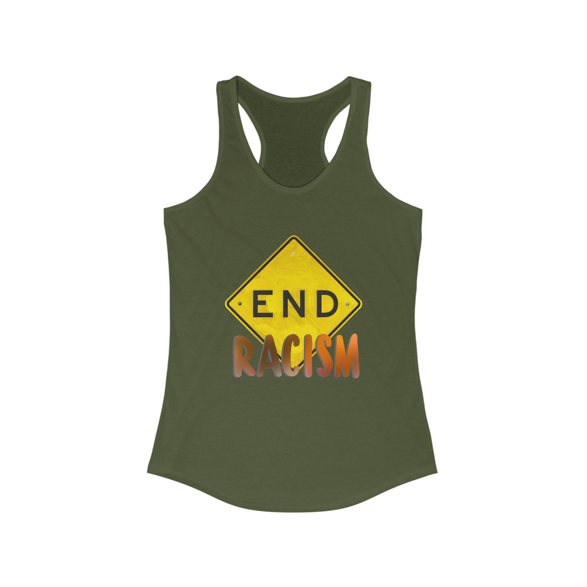 Women's Racerback Tank, End Racism Tee, Activist Apparel, Social Justice Clothing, Summer Workout Shirt, Thought-Provoking Gift