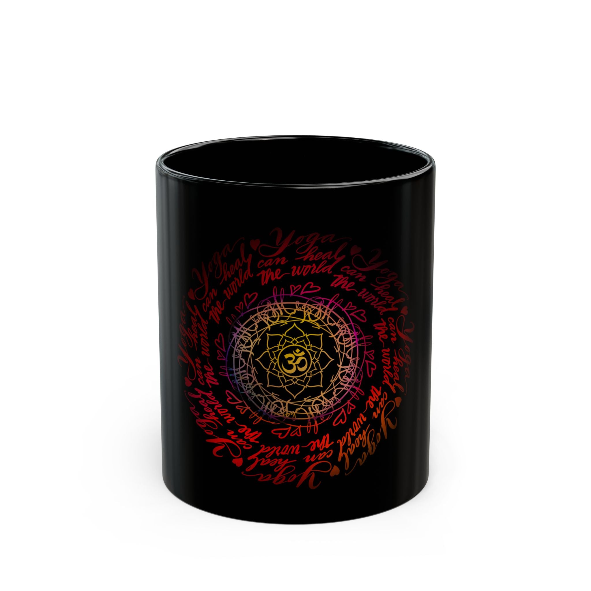 YOGA CAN HEAL THE WORLD Black Mug (11oz)