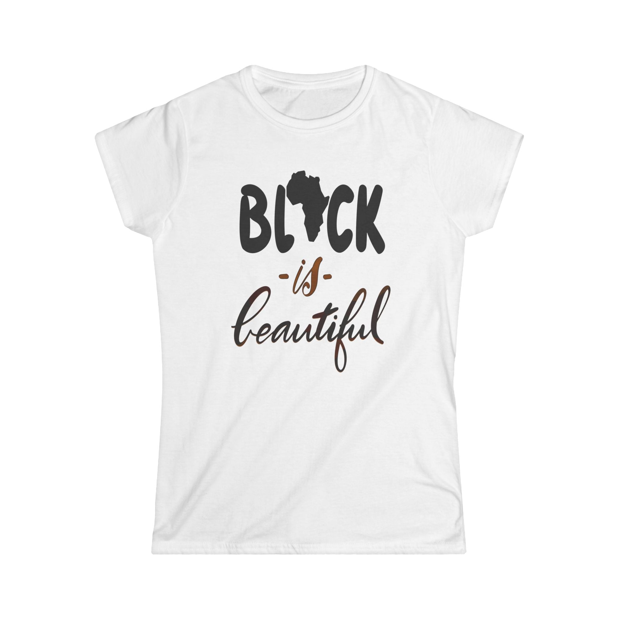 "Black is Beautiful" Women's Softstyle Tee - Celebrate Your Heritage