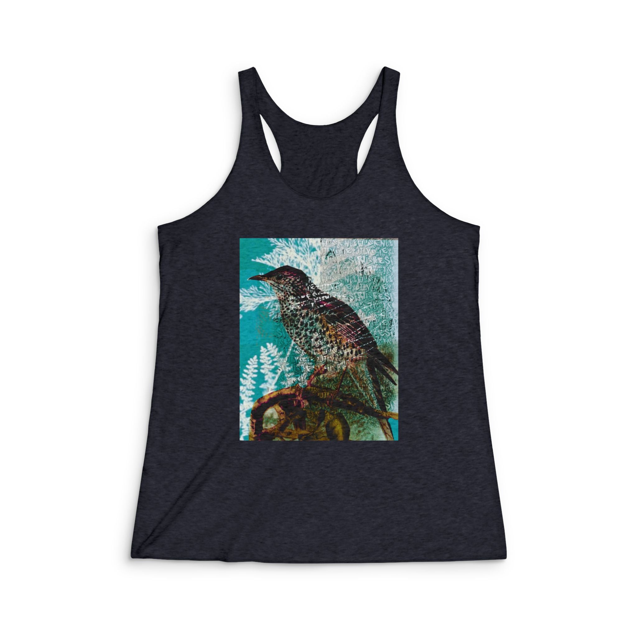 Vibrant Nature Tank, Women's Racerback Top, Summer Casual Wear, Fitness Apparel, Bird Lover Gift, Graphic Print Tank