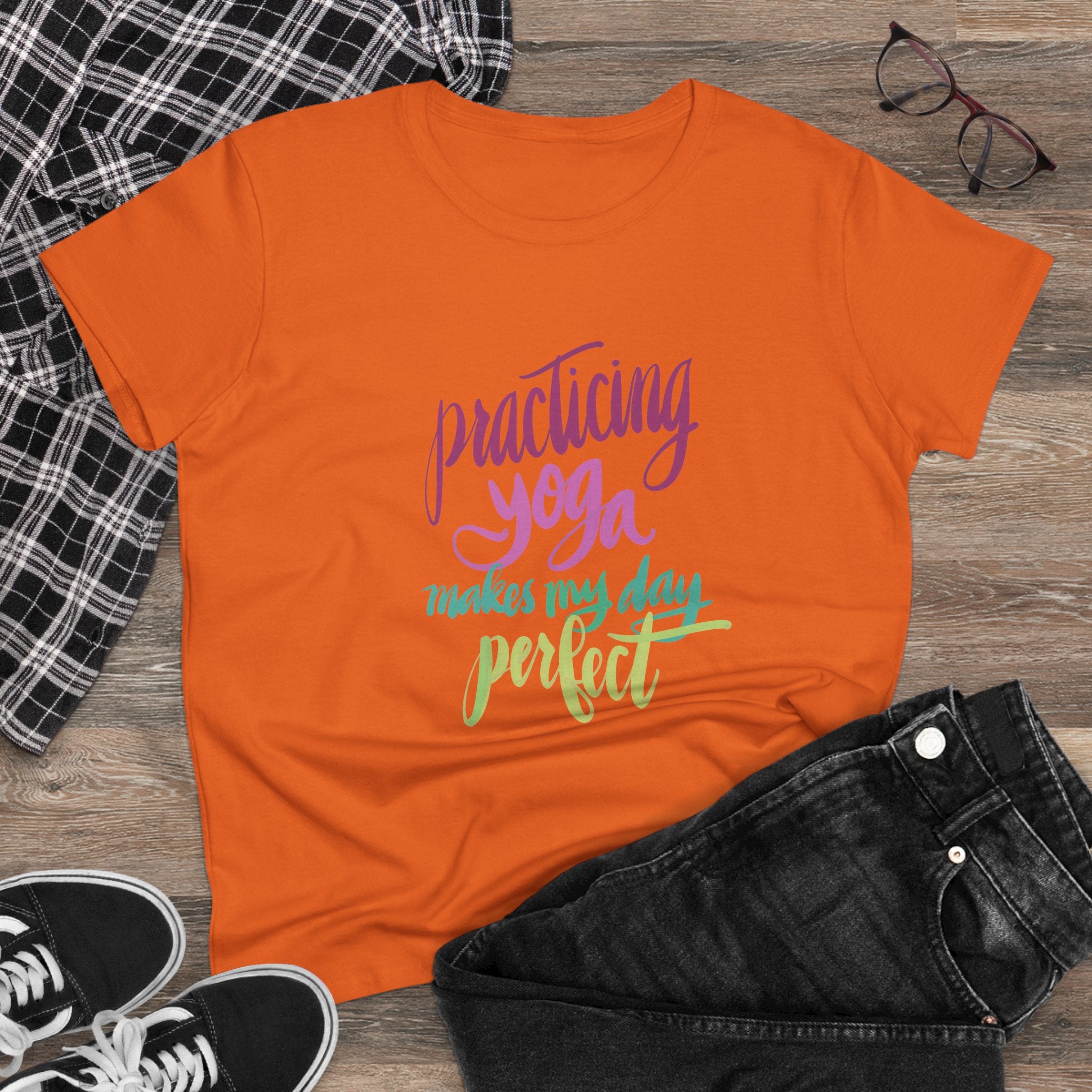Women’s Yoga Tee - "Practicing Yoga Makes My Day Perfect"