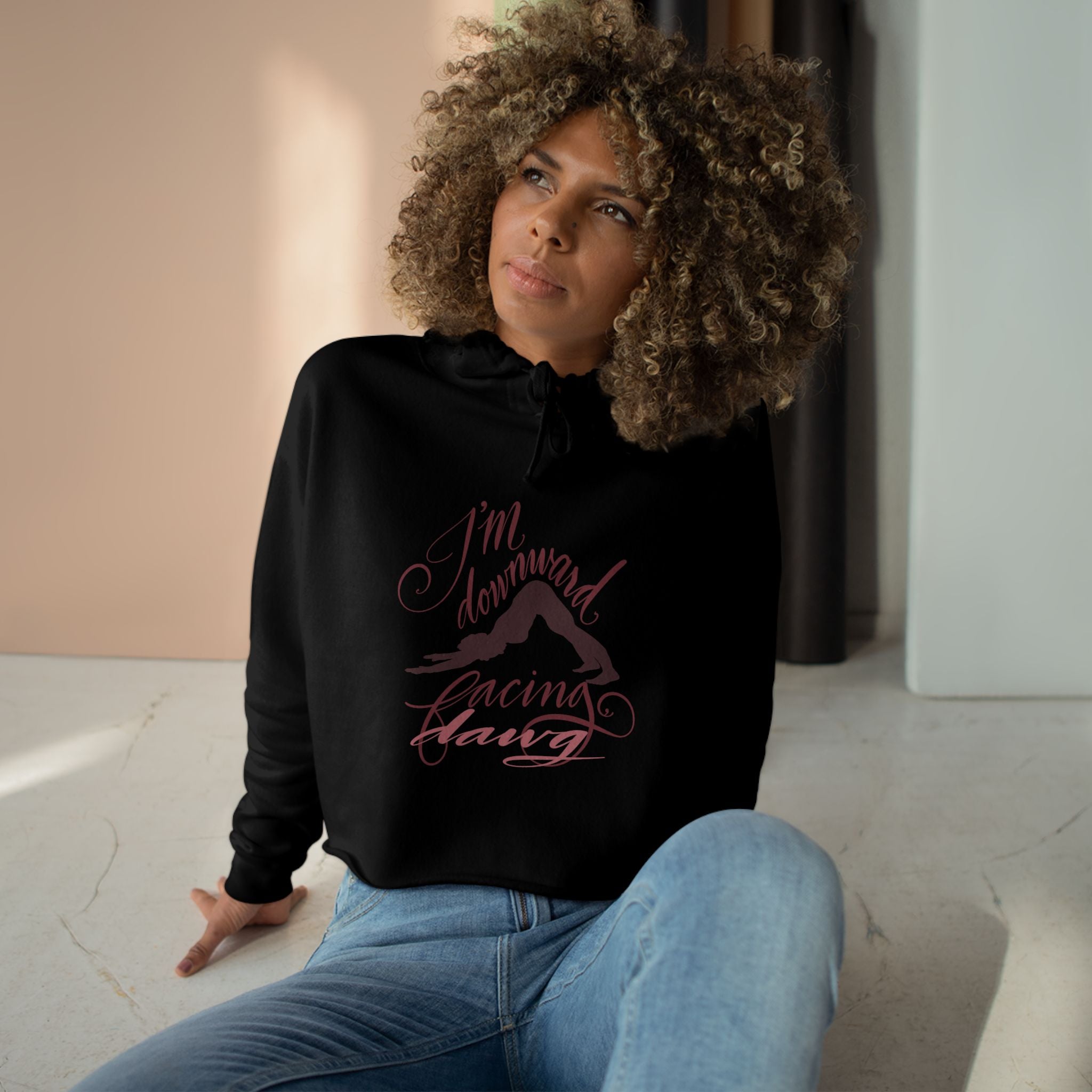 Yoga Crop Hoodie - "I'm Downward Facing" Design for Comfort and Style